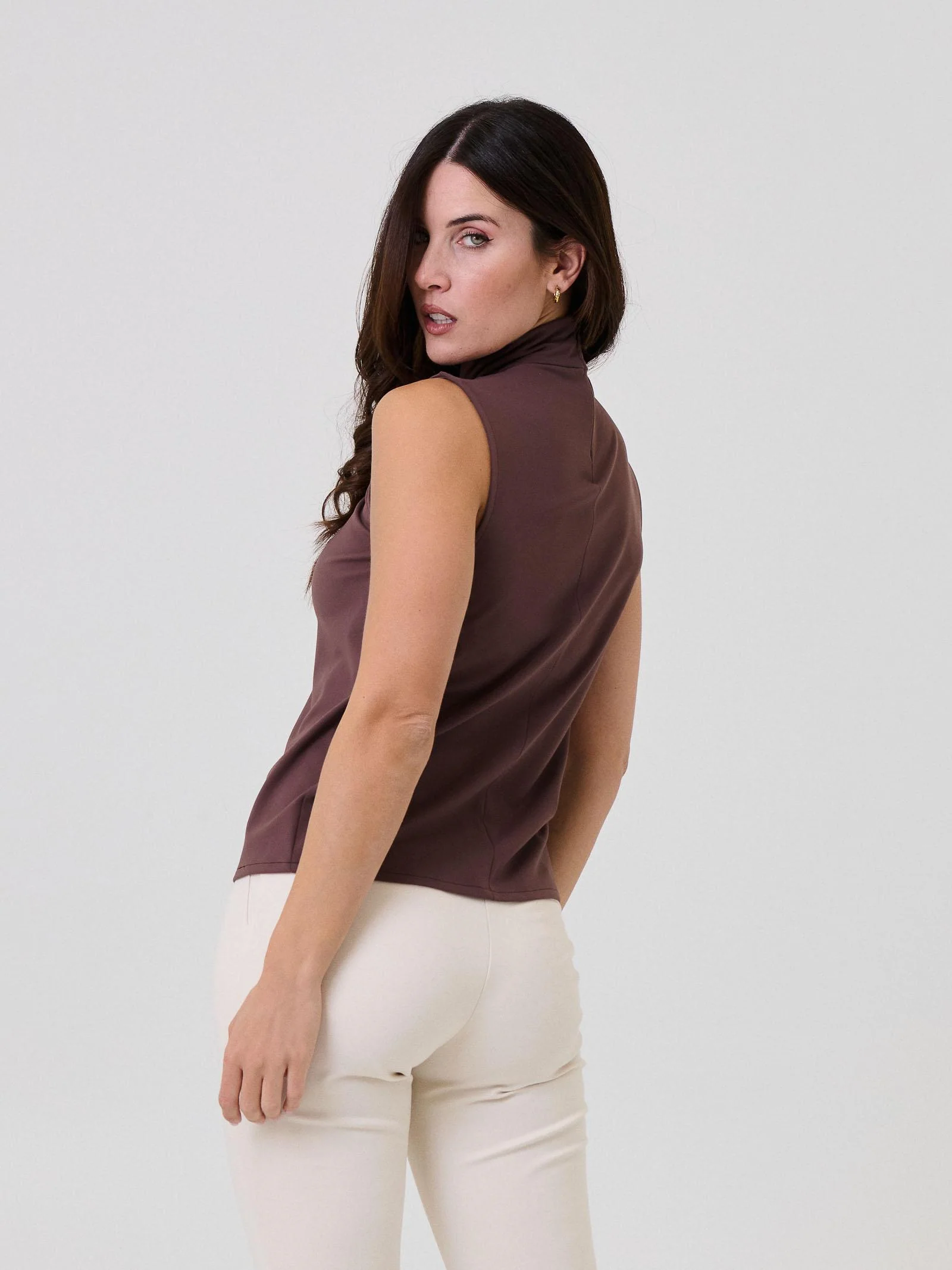 Top a portafoglio Silence Limited marrone con drappeggio - Image 3