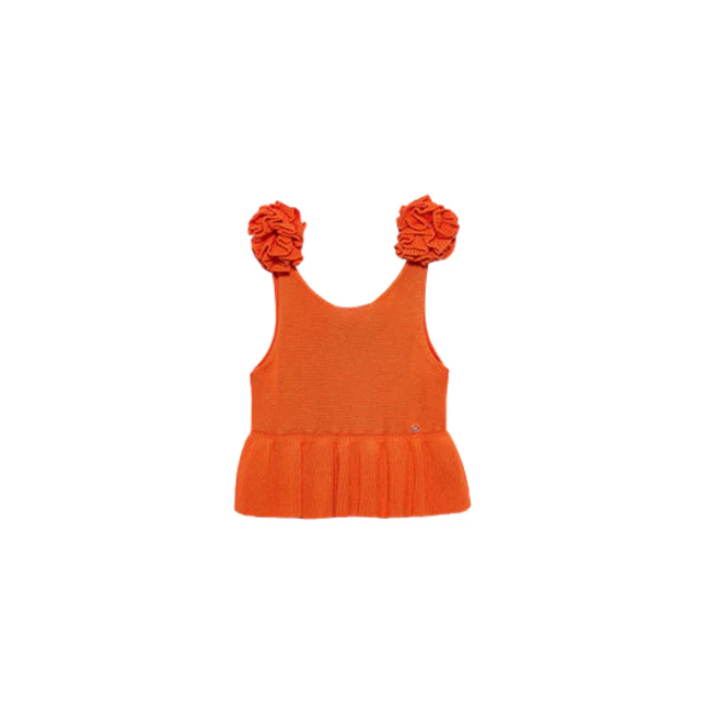 Top Abel & Lula arancione con spalline floreali