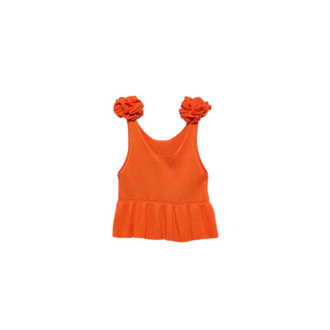 Top Abel & Lula arancione con spalline floreali - Image 2
