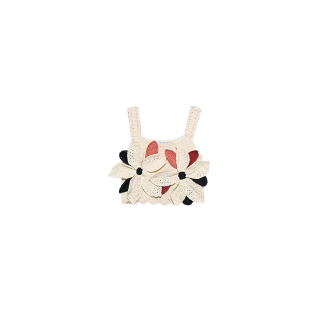 Top Abel & Lula panna con fiori tridimensionali