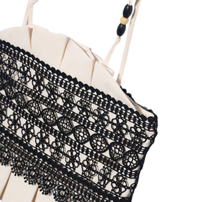 Top Abel & Lula panna con pizzo crochet nero - Image 3