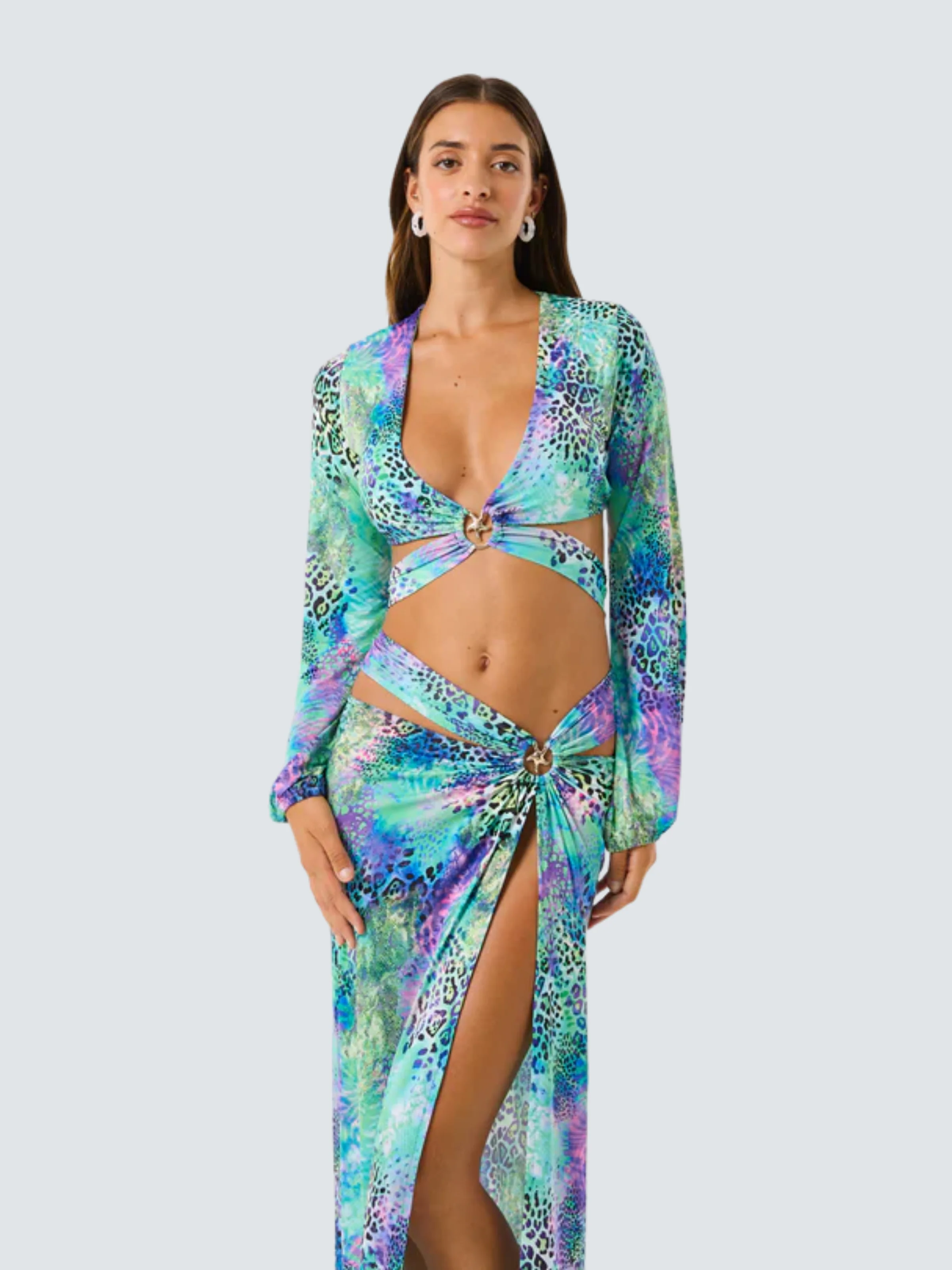Top anello 4Giveness azzurro animalier