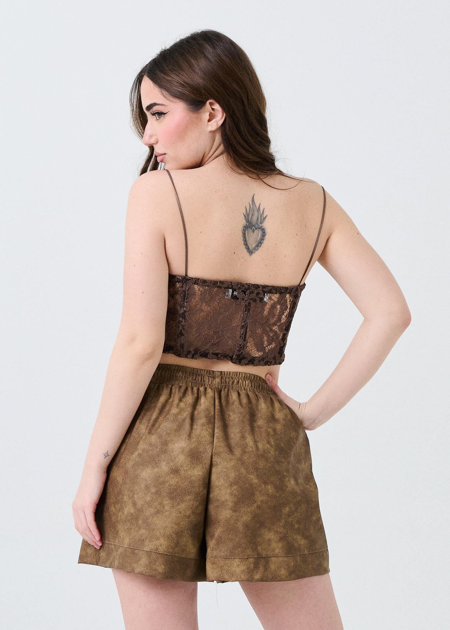 Top bustier in pizzo Haveone moro - Image 4