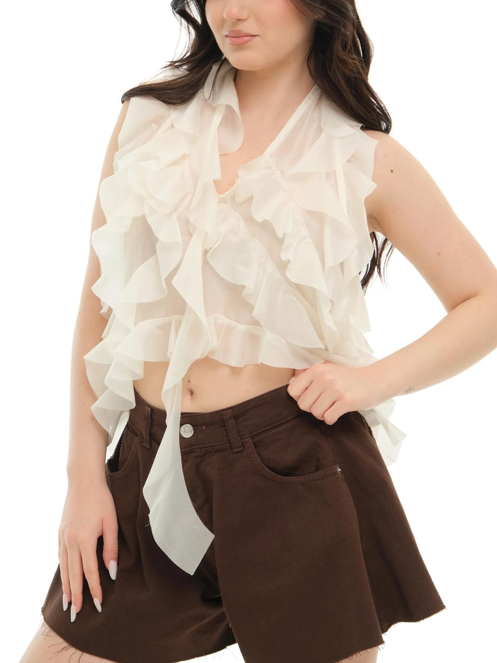 Top Haveone bianco scollo america a balze - Image 2