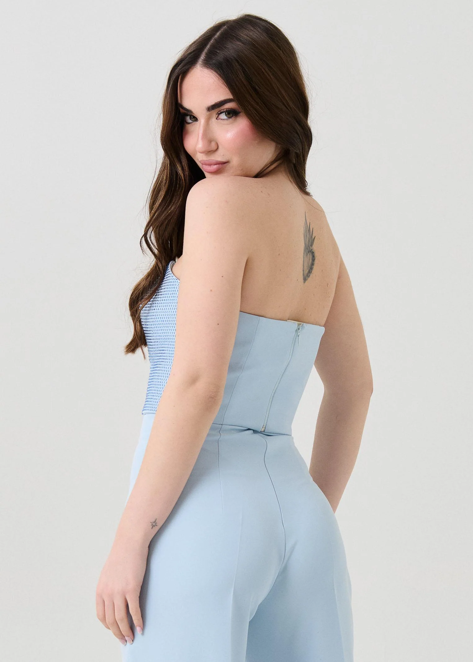 Top "Heart" Silence Limited azzurro con strass all over - Image 3