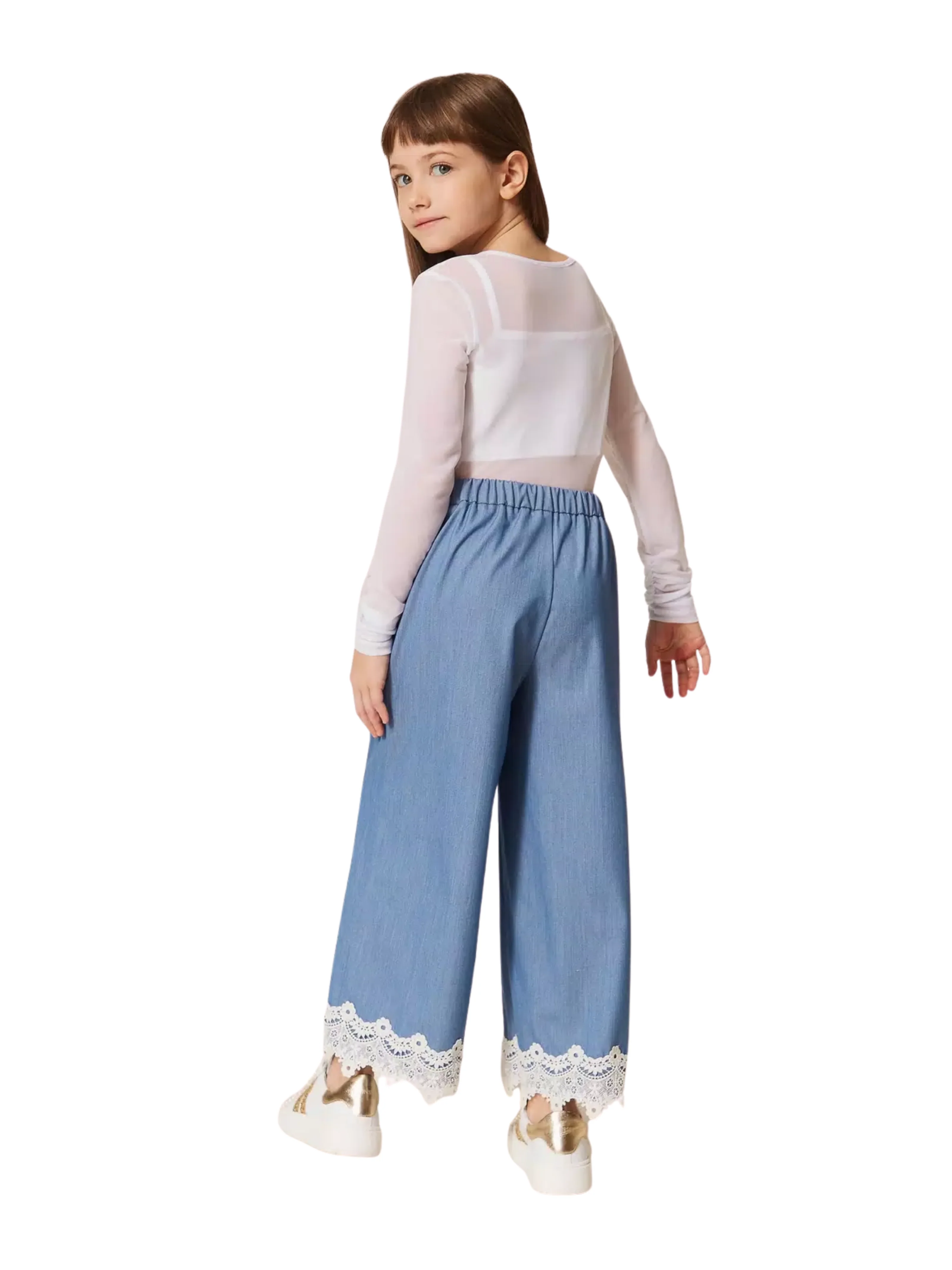 Top in tulle Twinset bianco con arricciatura - Image 6