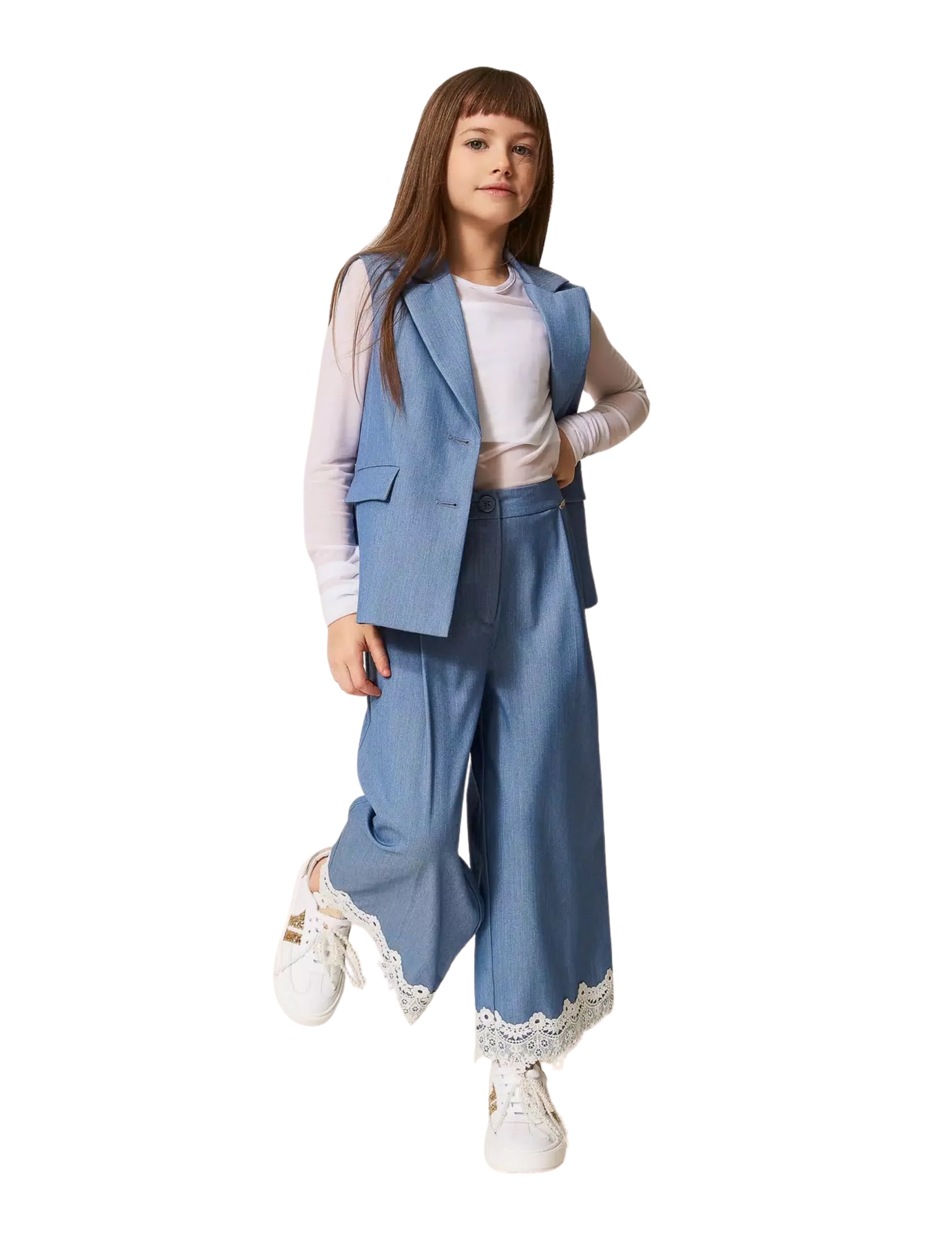 Top in tulle Twinset bianco con arricciatura - Image 7