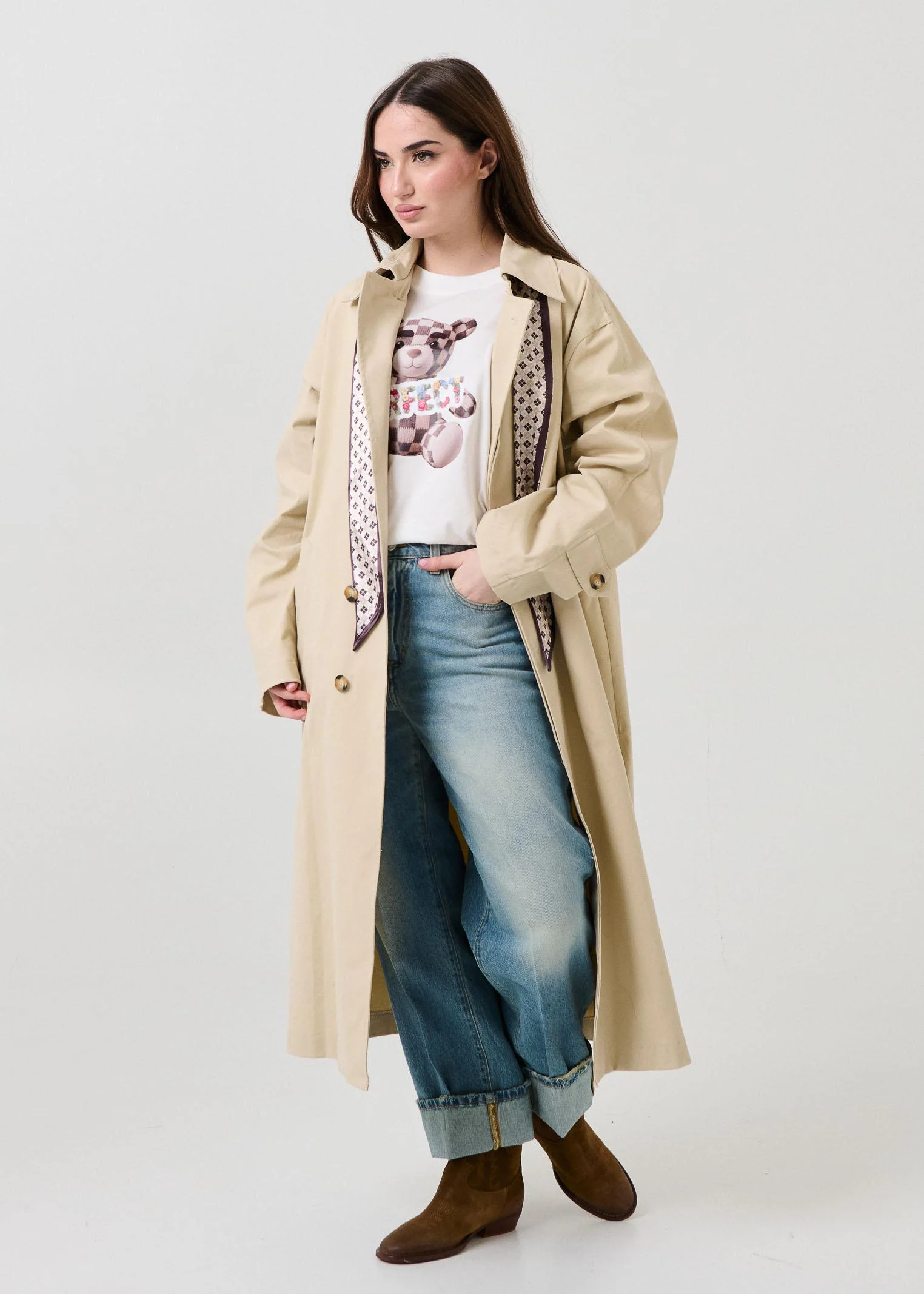 Trench con foulard Vicolo beige - Image 2