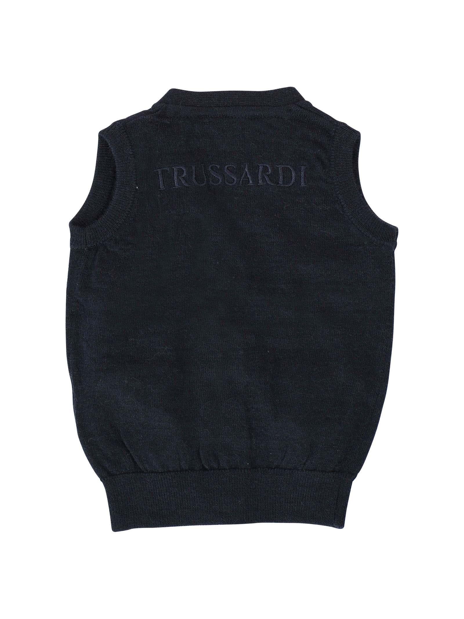 Gilet in misto lana blu navy - Image 2