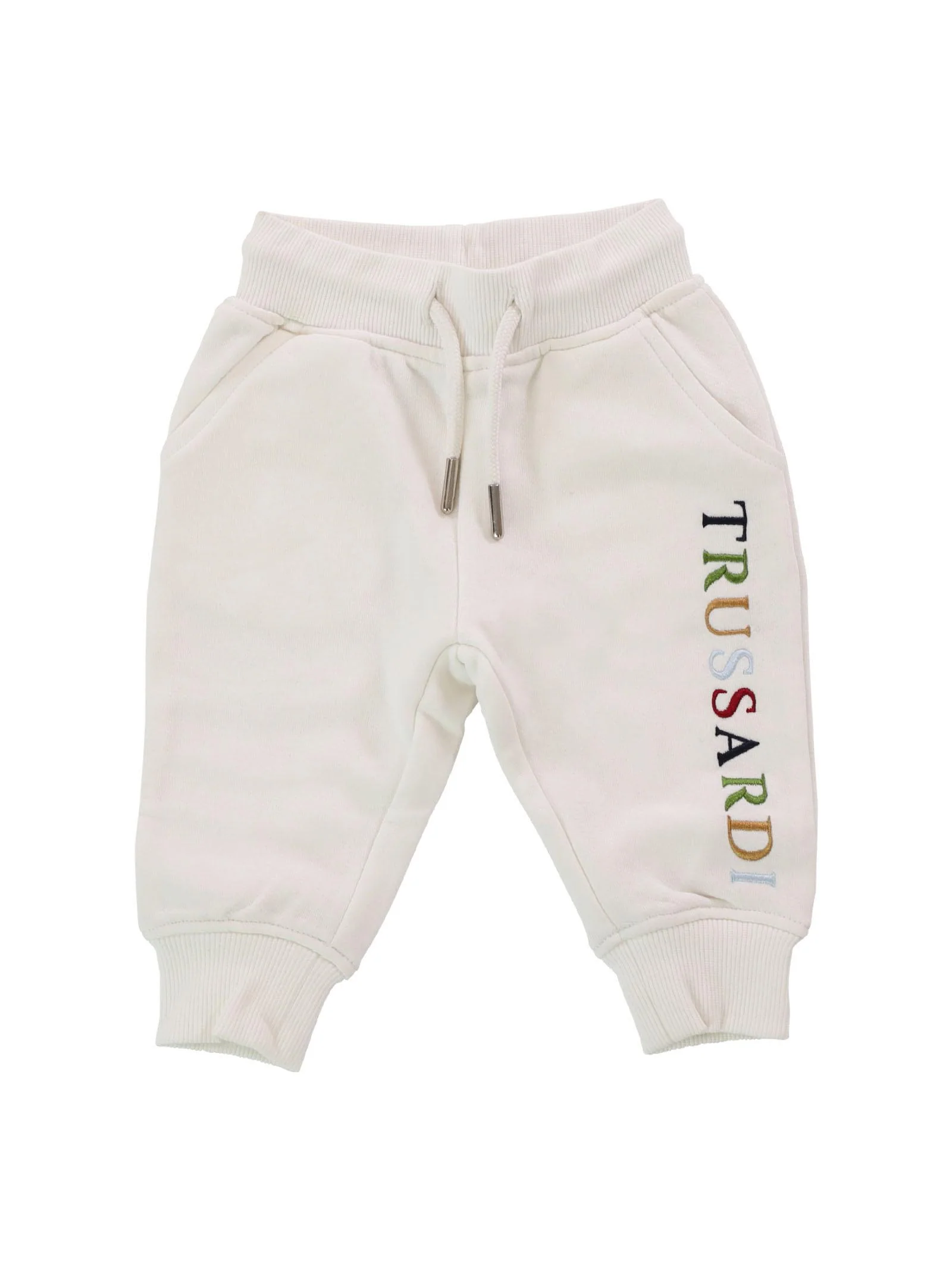 Pantalone tuta bianco con logo lettering colorato