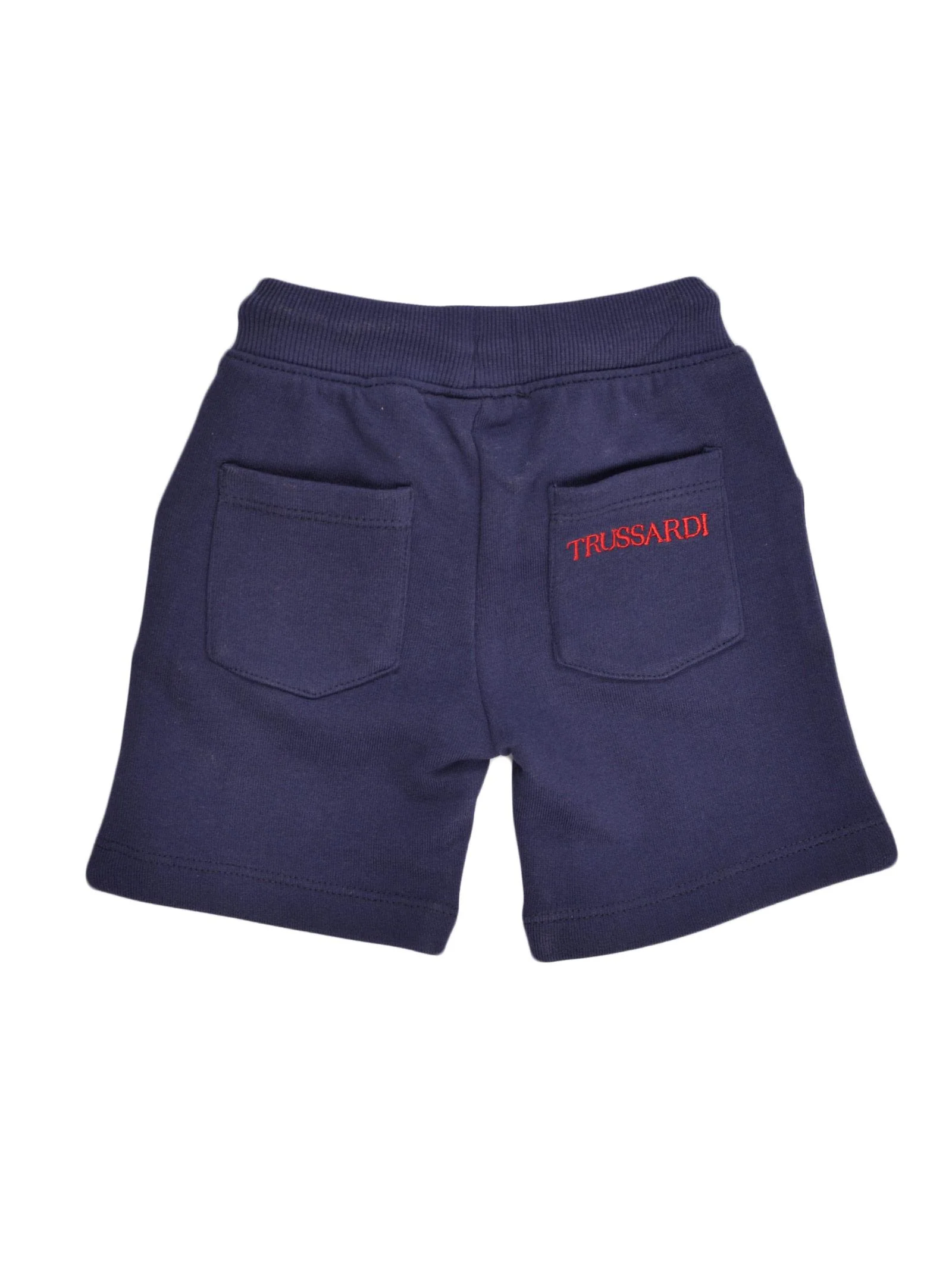 Shorts blu con ricamo rosso - Image 2