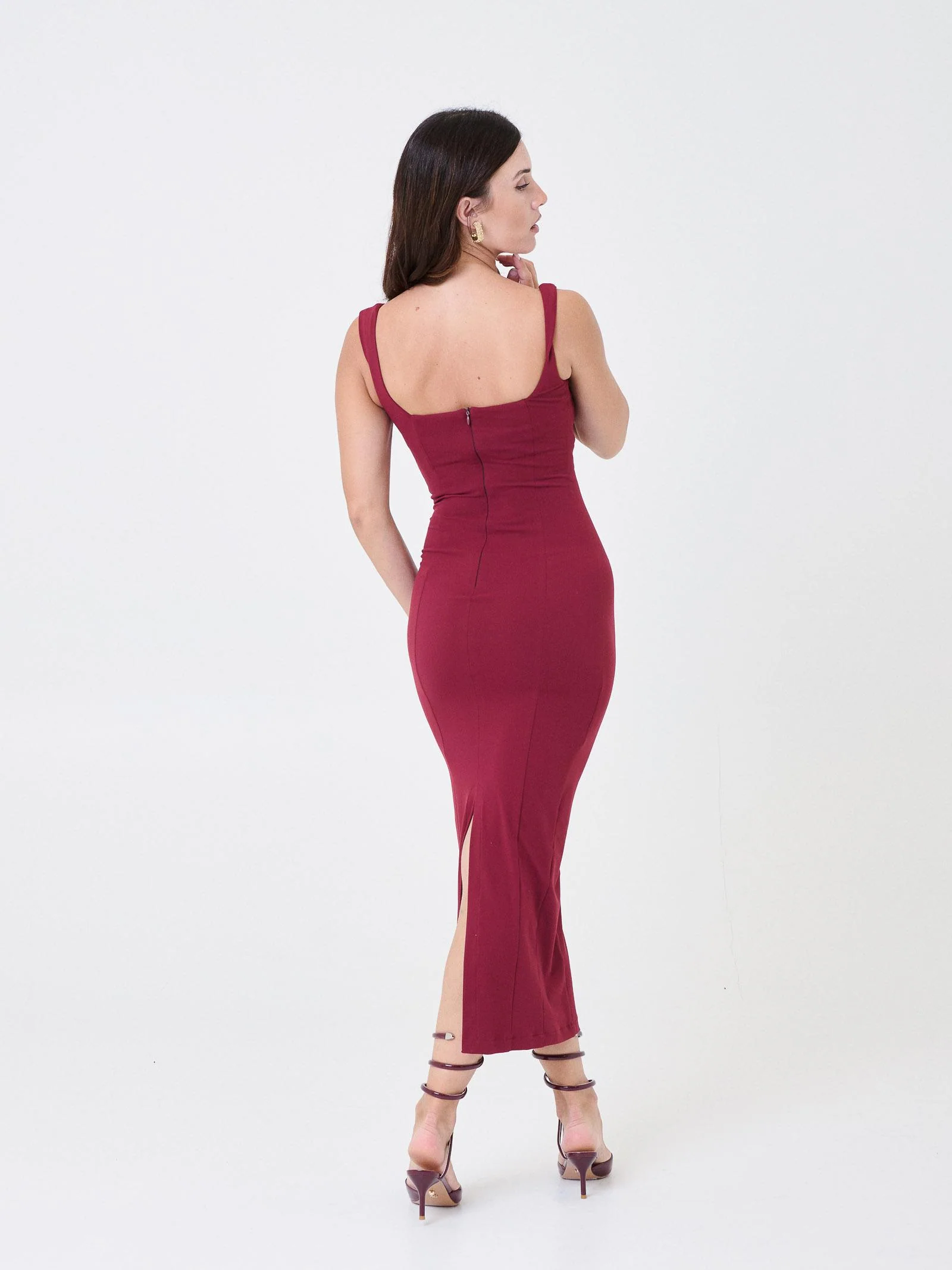Tubino in crepe Silence Limited bordeaux - Image 3