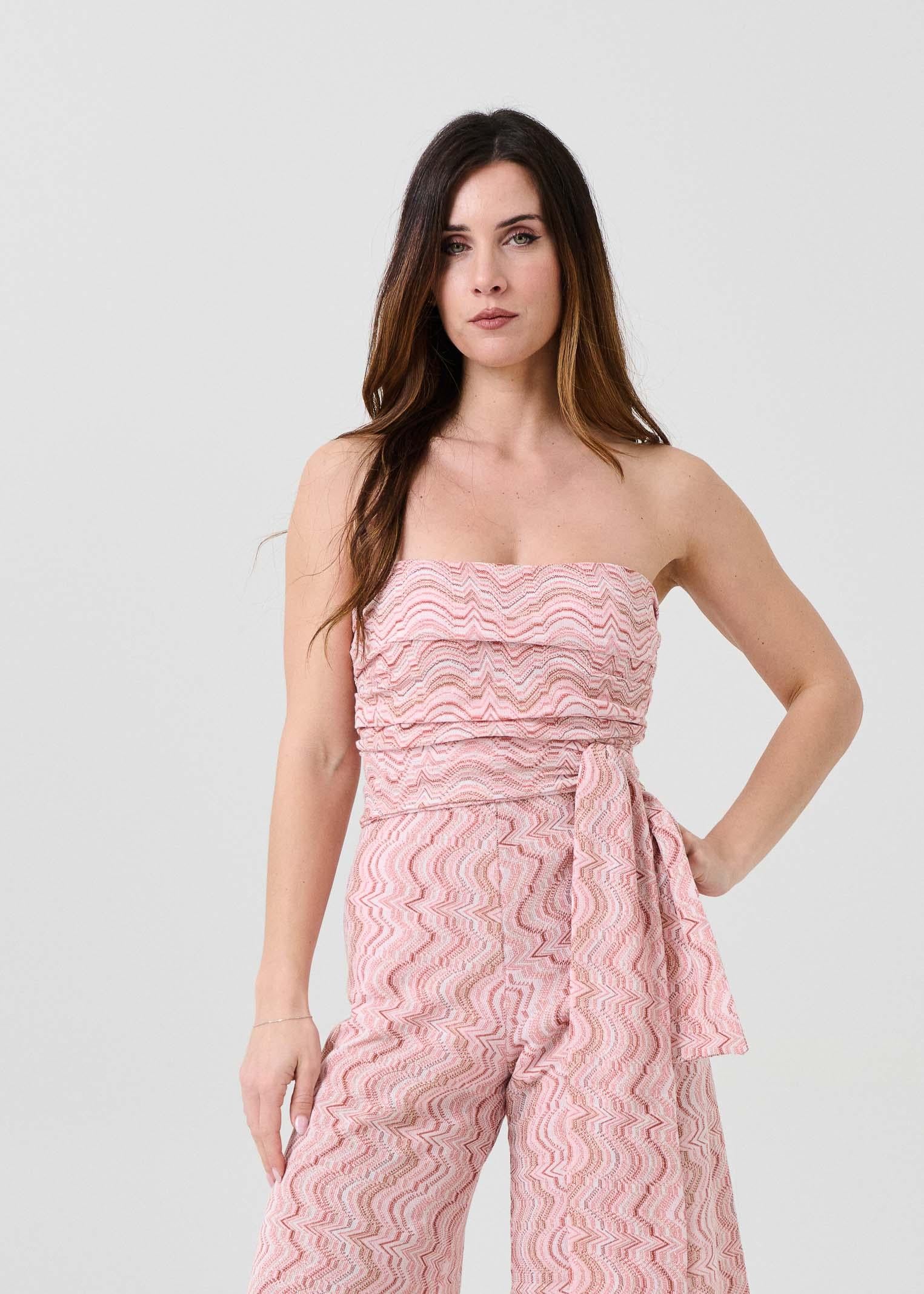 Tuta a fascia Pho Firenze rosa con filo lurex - Image 3