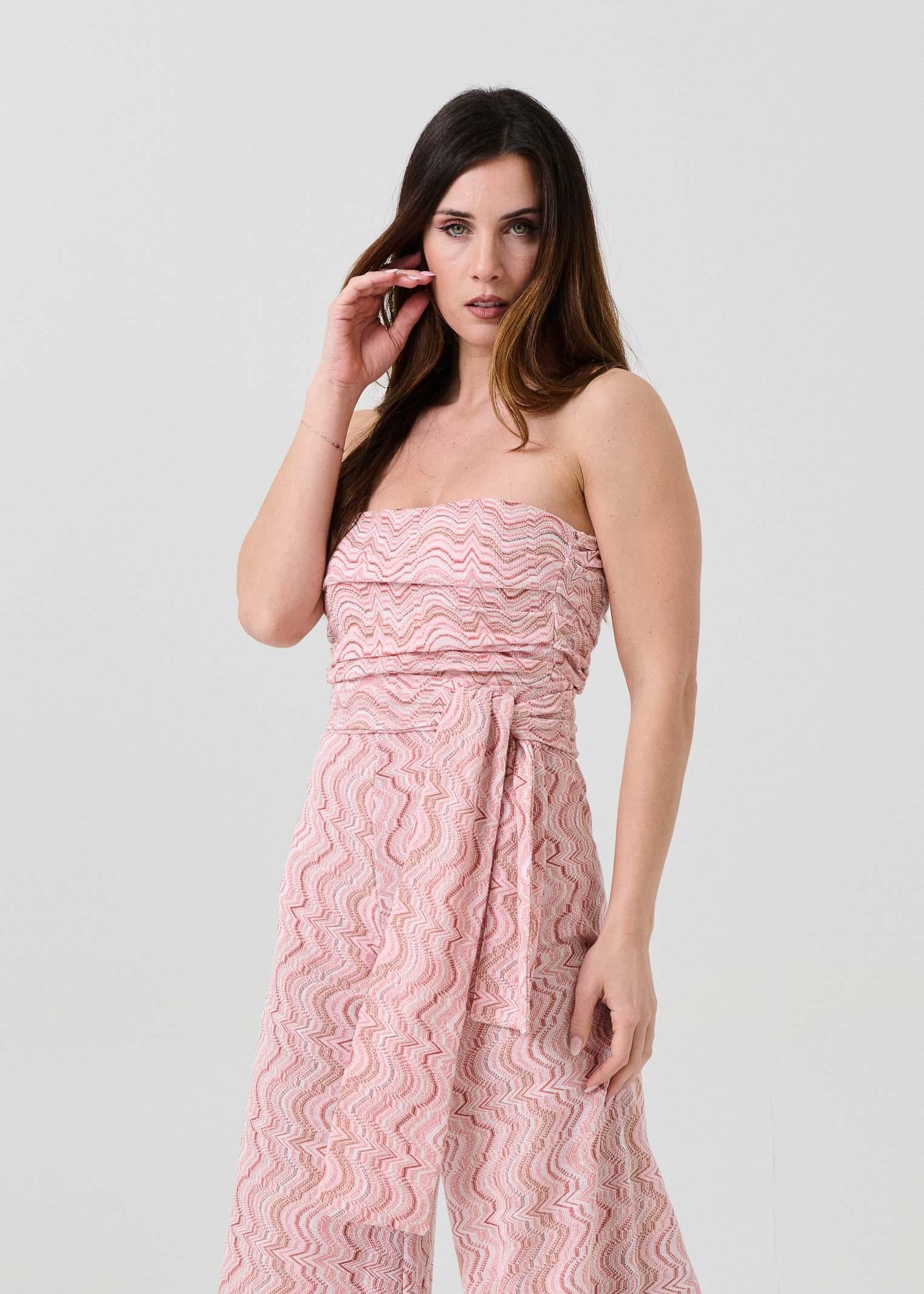 Tuta a fascia Pho Firenze rosa con filo lurex - Image 4