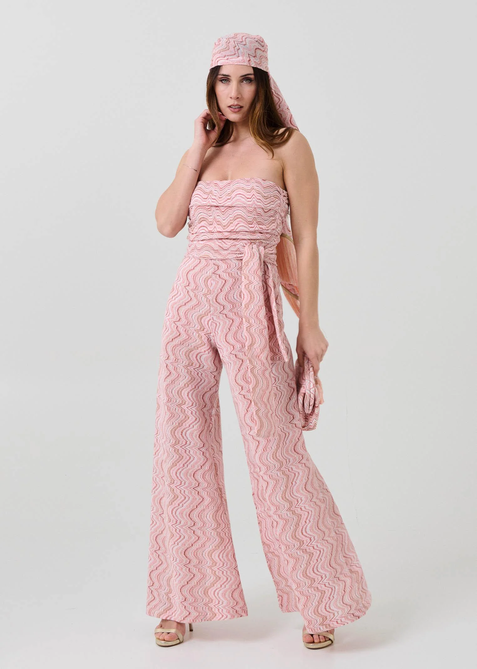 Tuta a fascia Pho Firenze rosa con filo lurex - Image 7