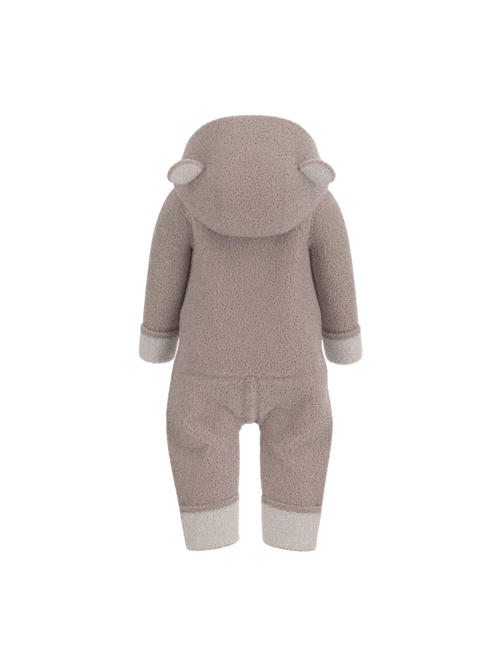 Tuta con cappuccio Guess beige con orsetto ricamato e orecchie 3D - Image 2