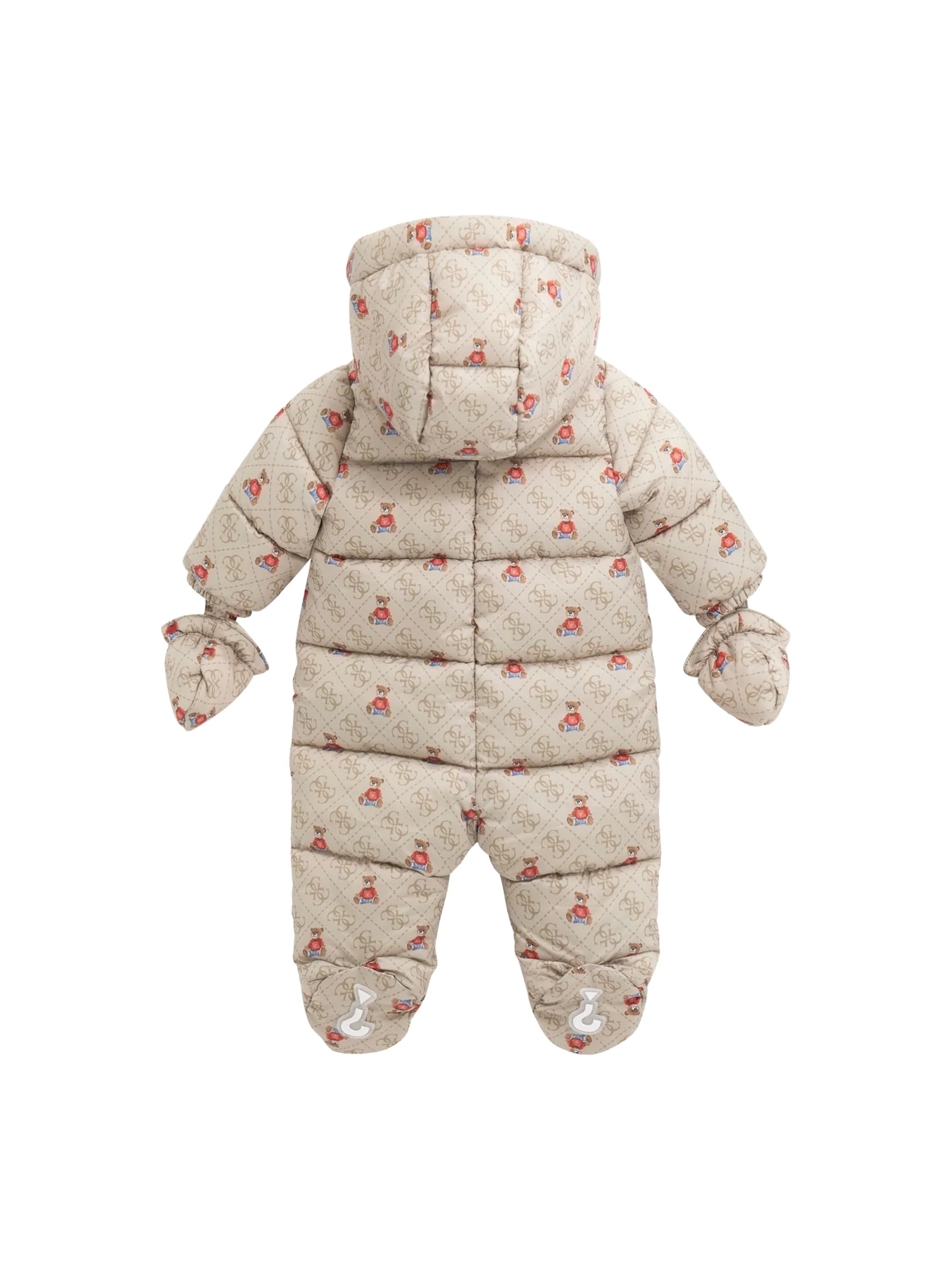 Tuta imbottita Guess beige con stampa logo all over con orsacchiotto - Image 2
