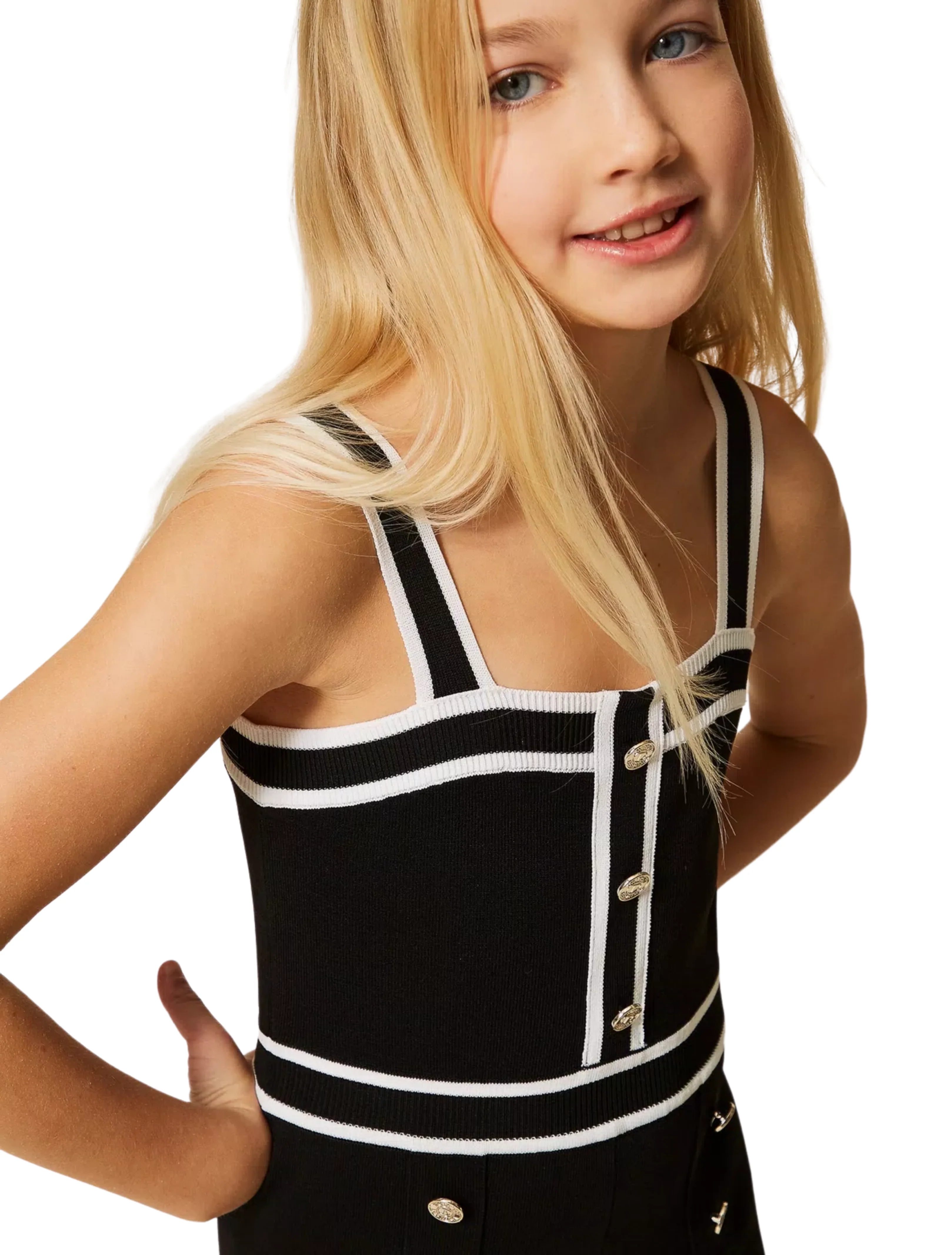 Tuta in maglia Twinset nera con bordature - Image 3