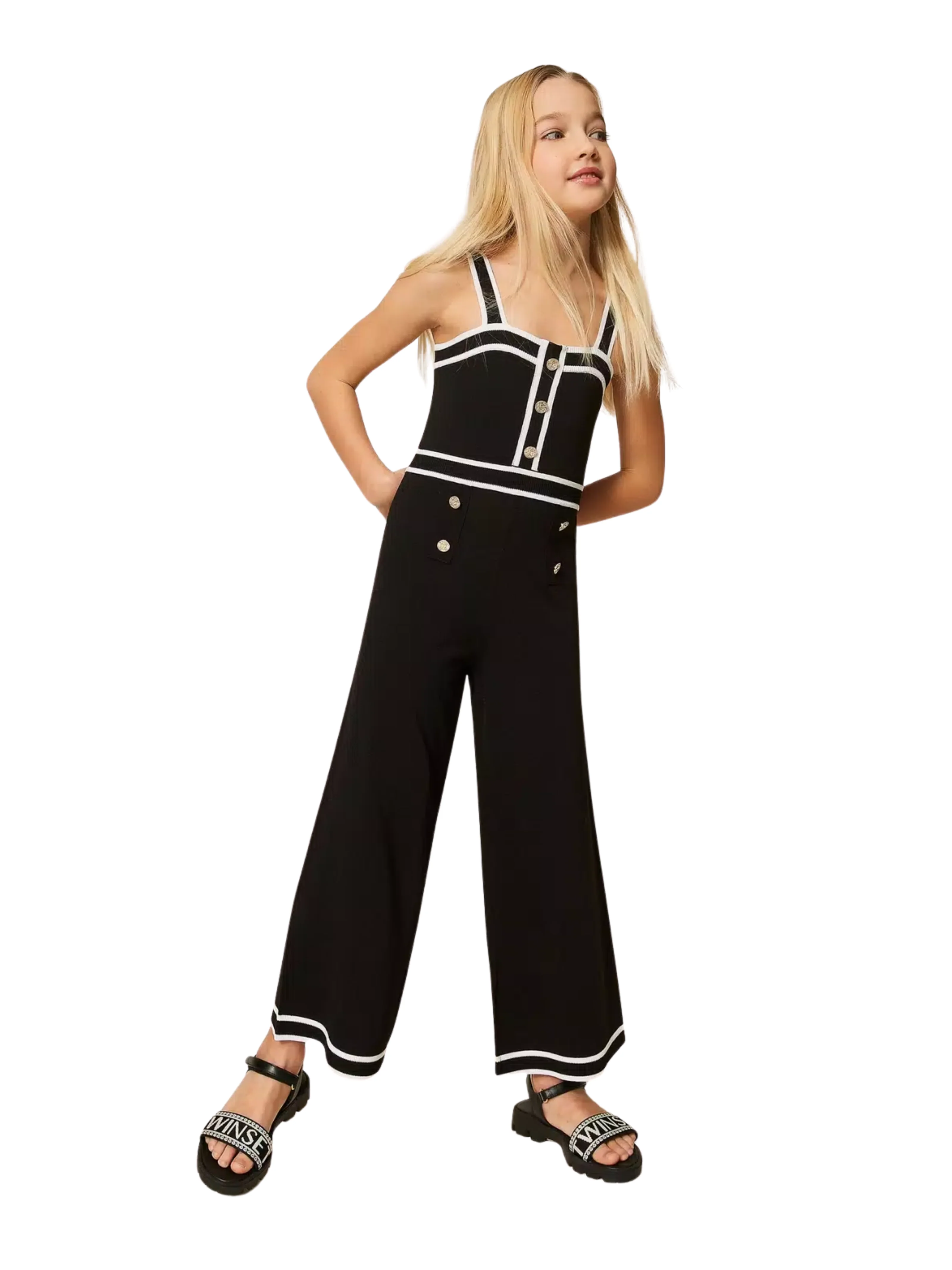 Tuta in maglia Twinset nera con bordature - Image 4