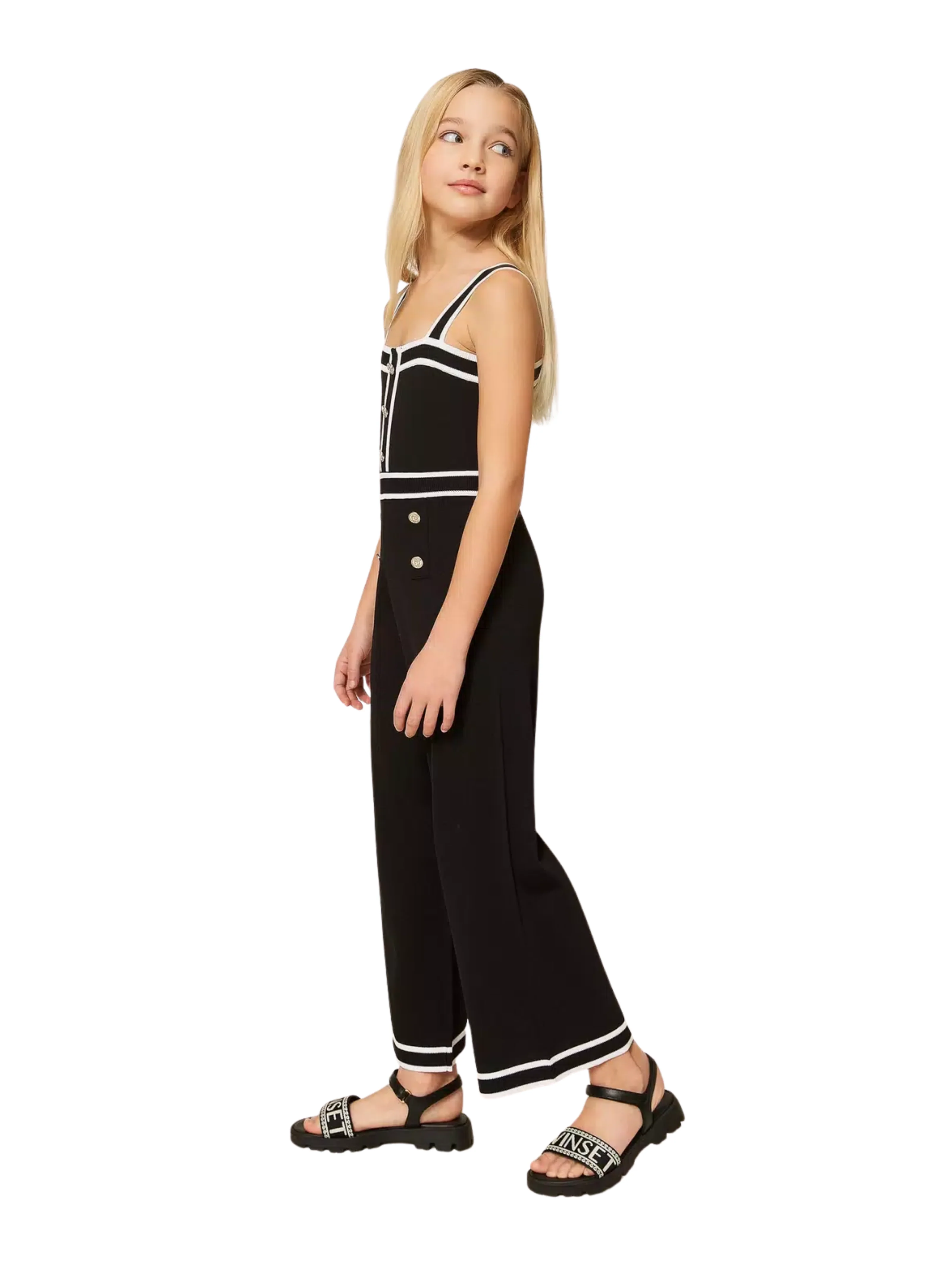 Tuta in maglia Twinset nera con bordature - Image 5