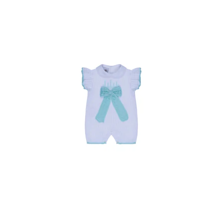Tutina Marlù bianca con fiocco verde acqua