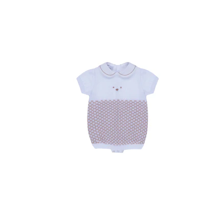 Tutina Marlù bianca con inserti all over rosa