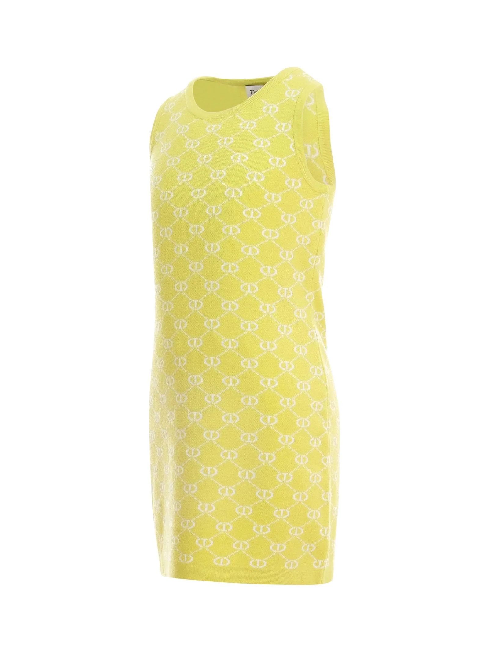 Abito smanicato Twinset giallo logato all over - Image 2