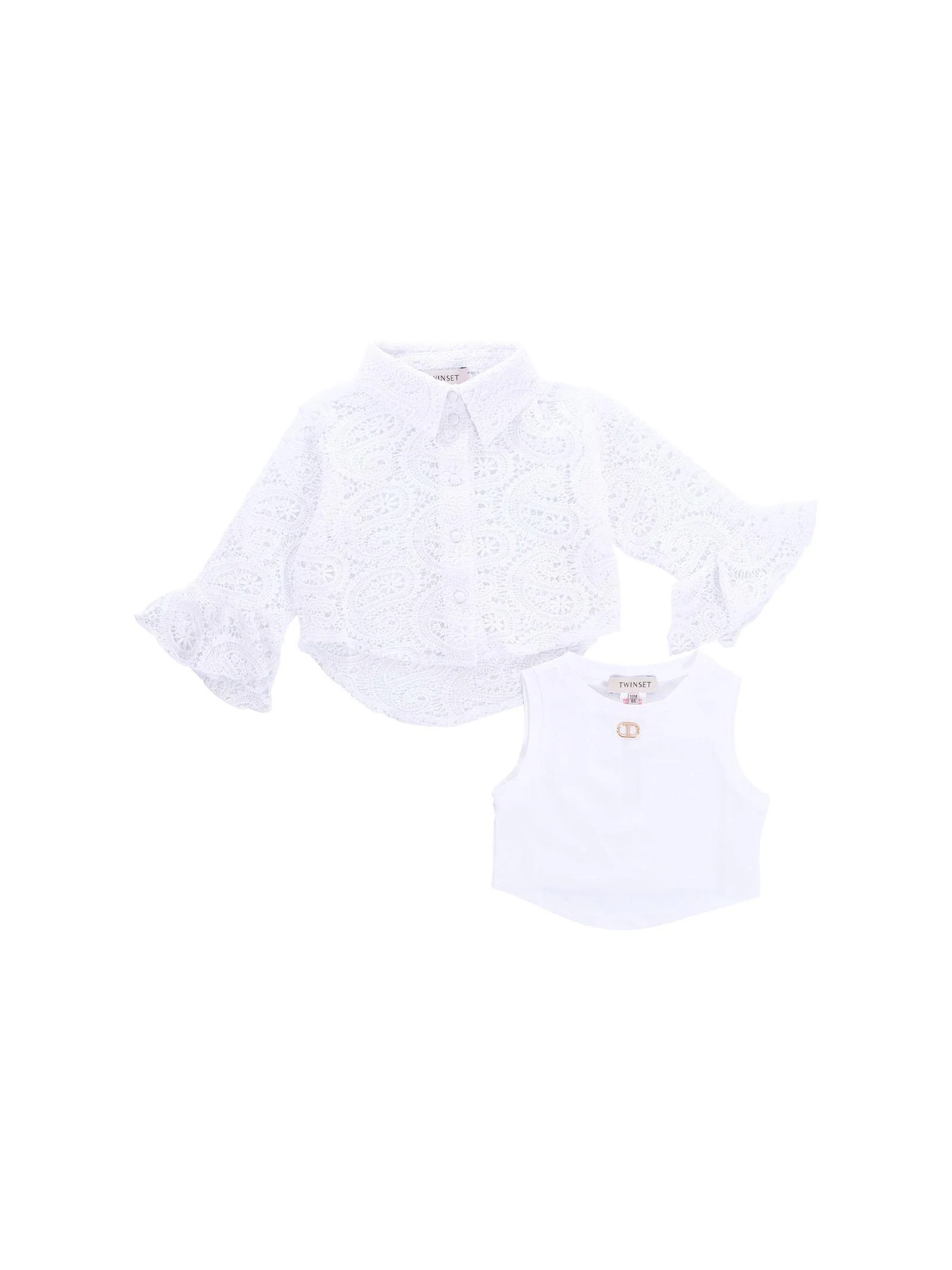 Camicia in pizzo Twinset bianca con top - Image 2