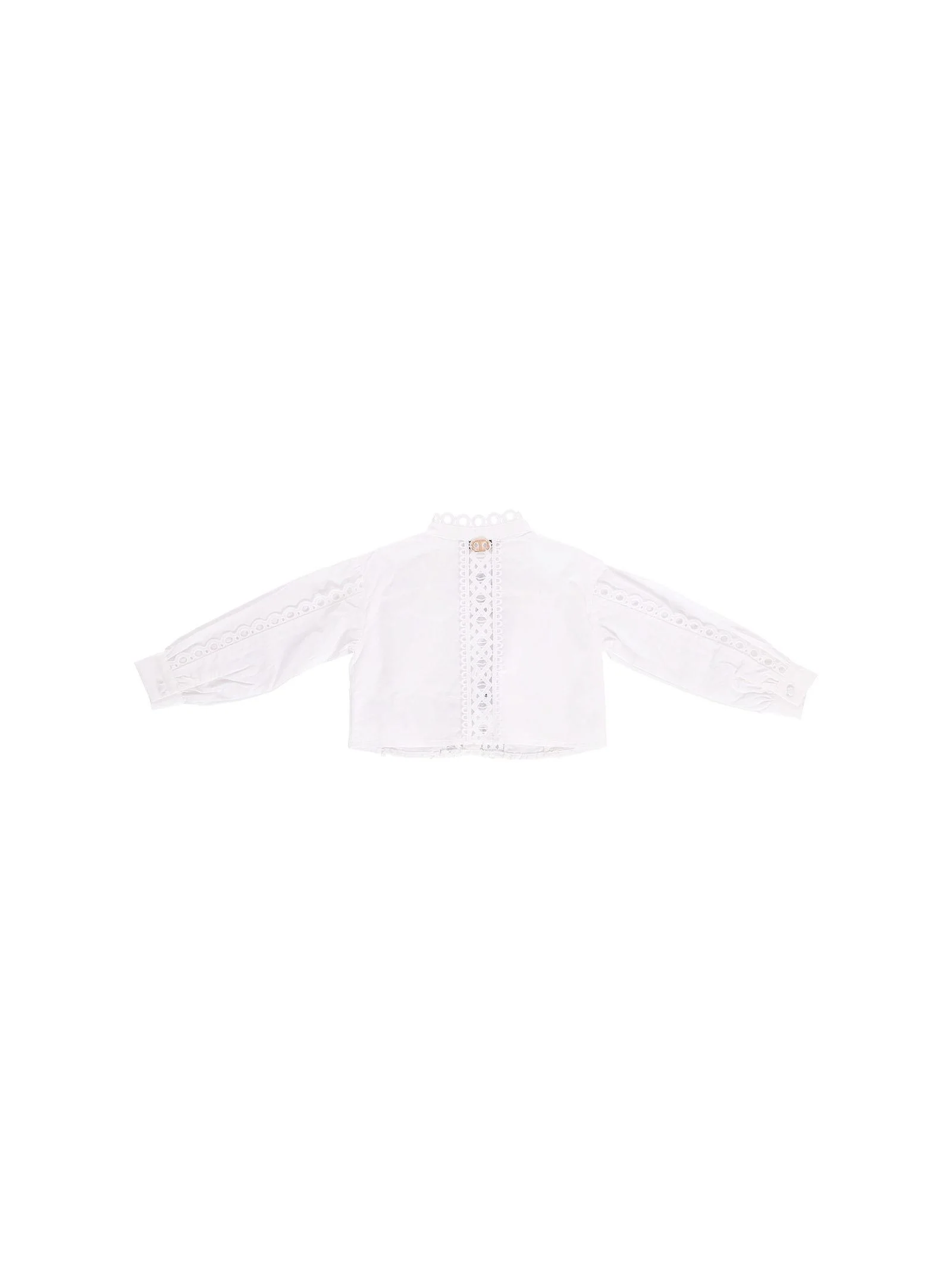Camicia Twinset binca con dettagli traforati e inserti in pizzo - Image 3