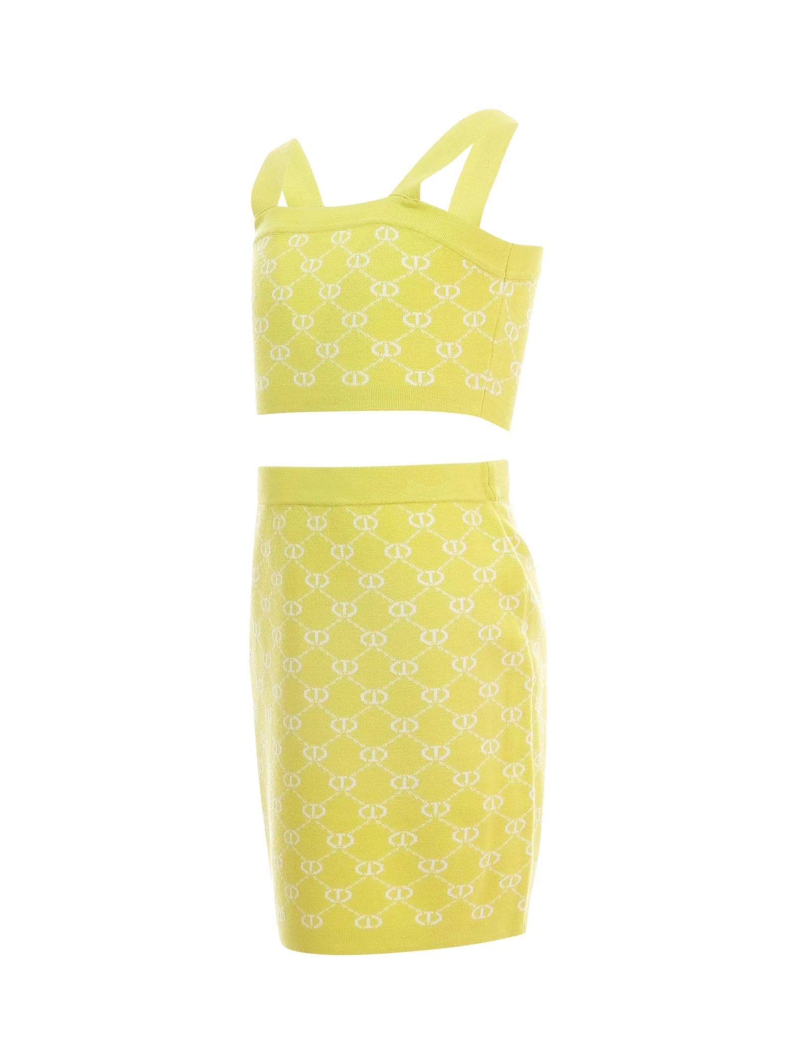 Completo top e gonna Twinset giallo logati all over - Image 2