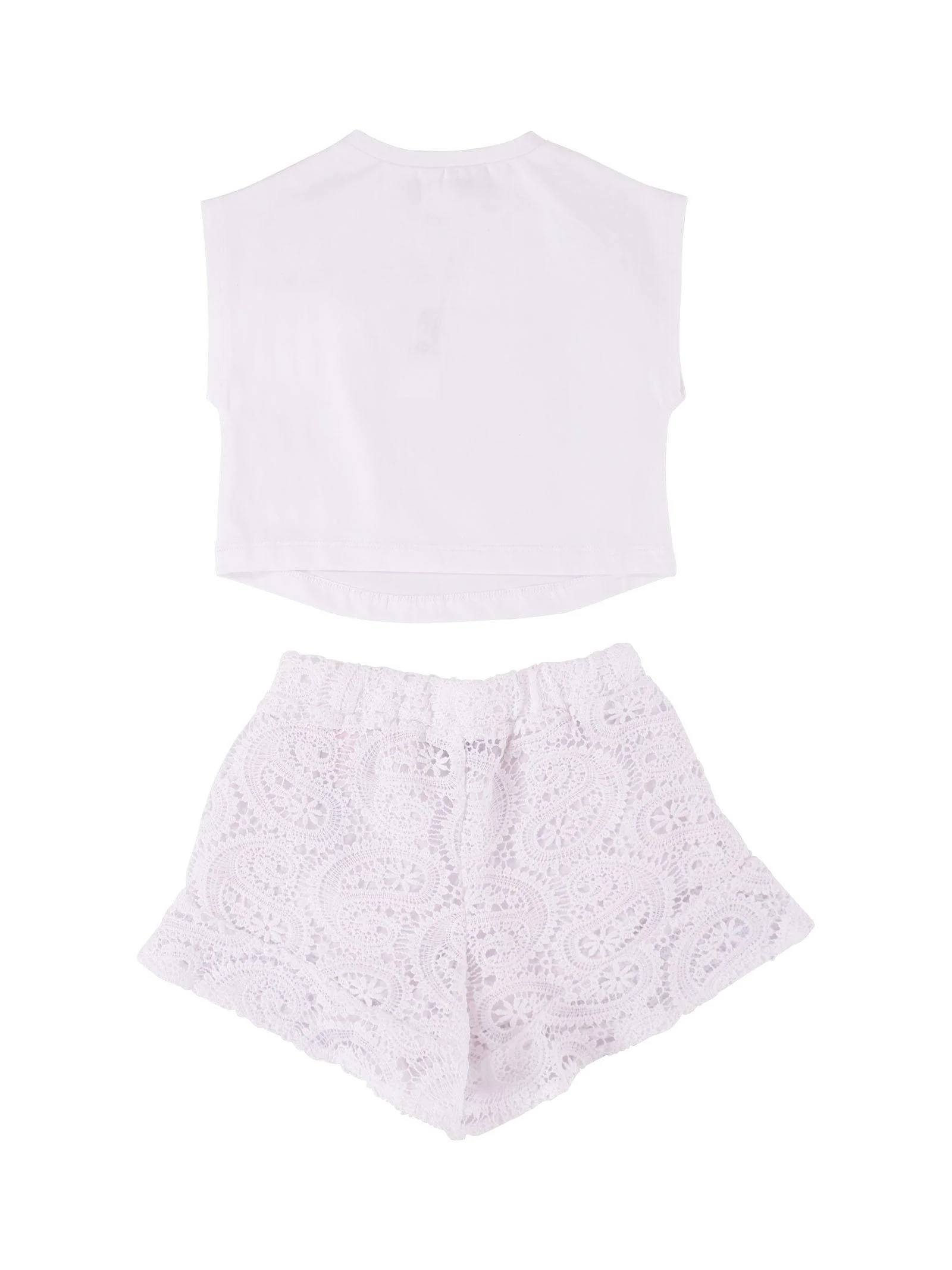 Completo Twinset bianco con ricami in pizzo - Image 2