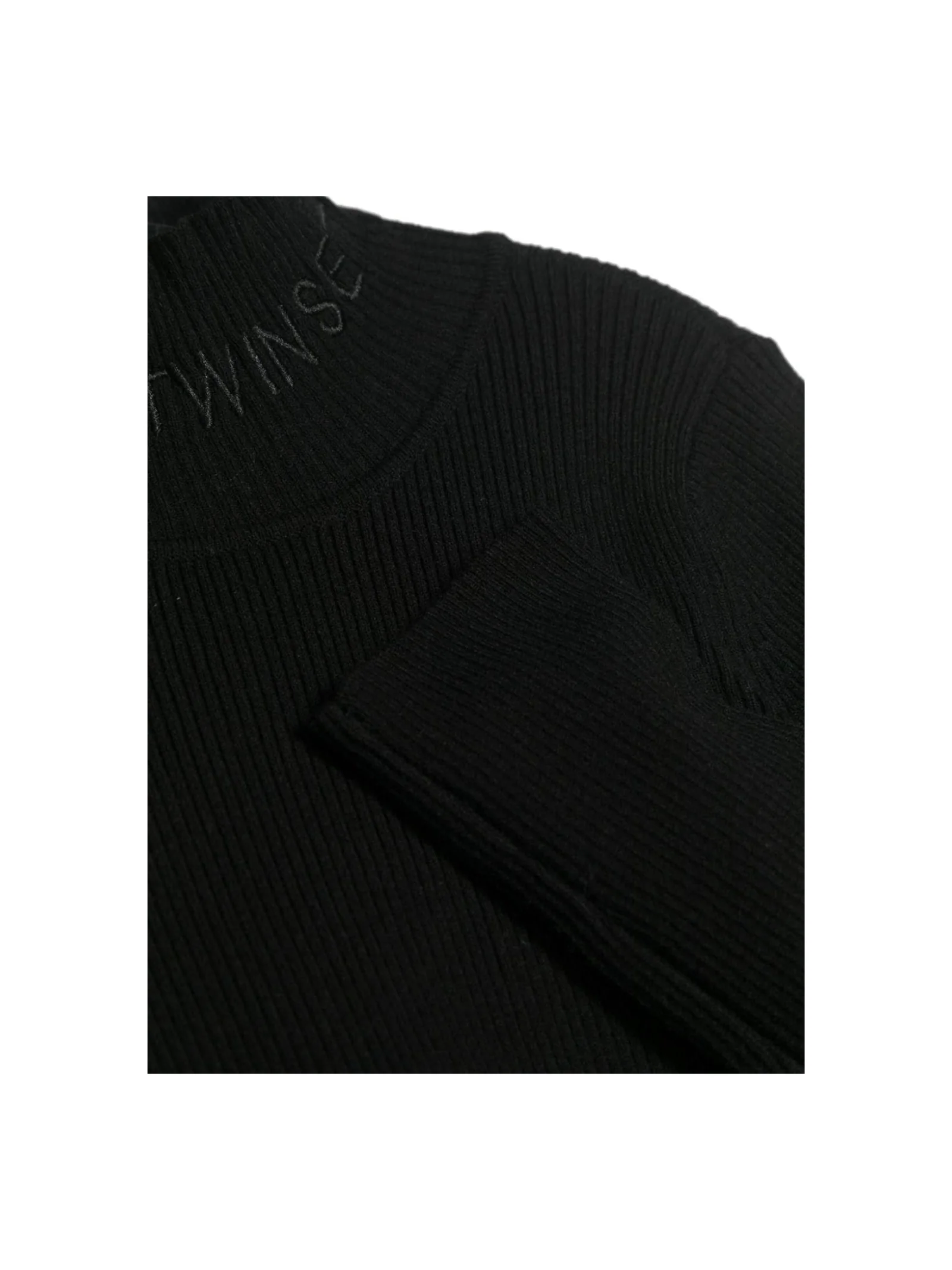 Maglione nero a coste con ricamo - Image 3