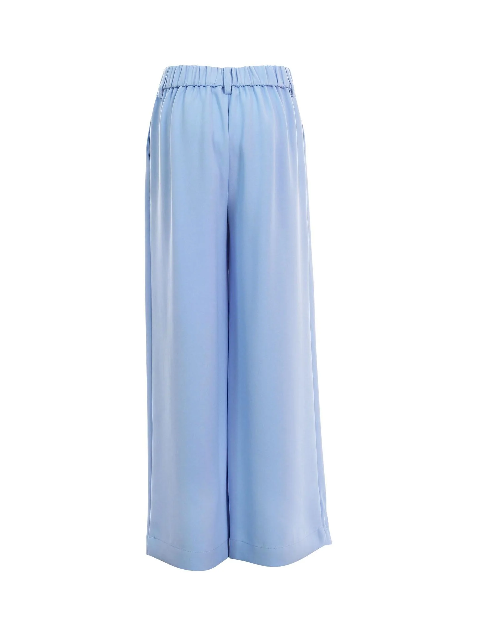 Pantalone Twinset azzurro a palazzo con logo lettering in rilievo - Image 3