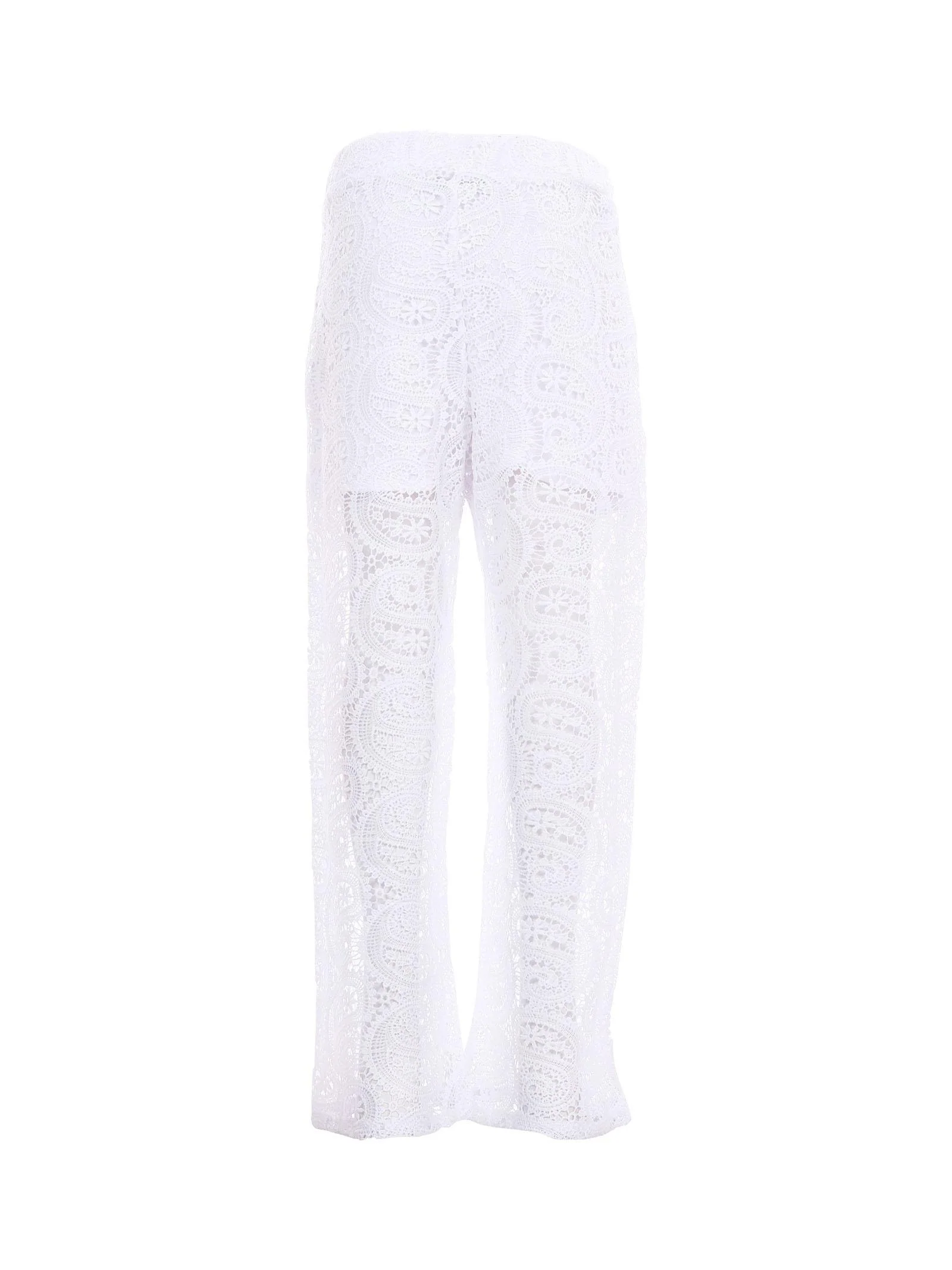 Pantalone Twinset bianco con ricami in pizzo all over - Image 3