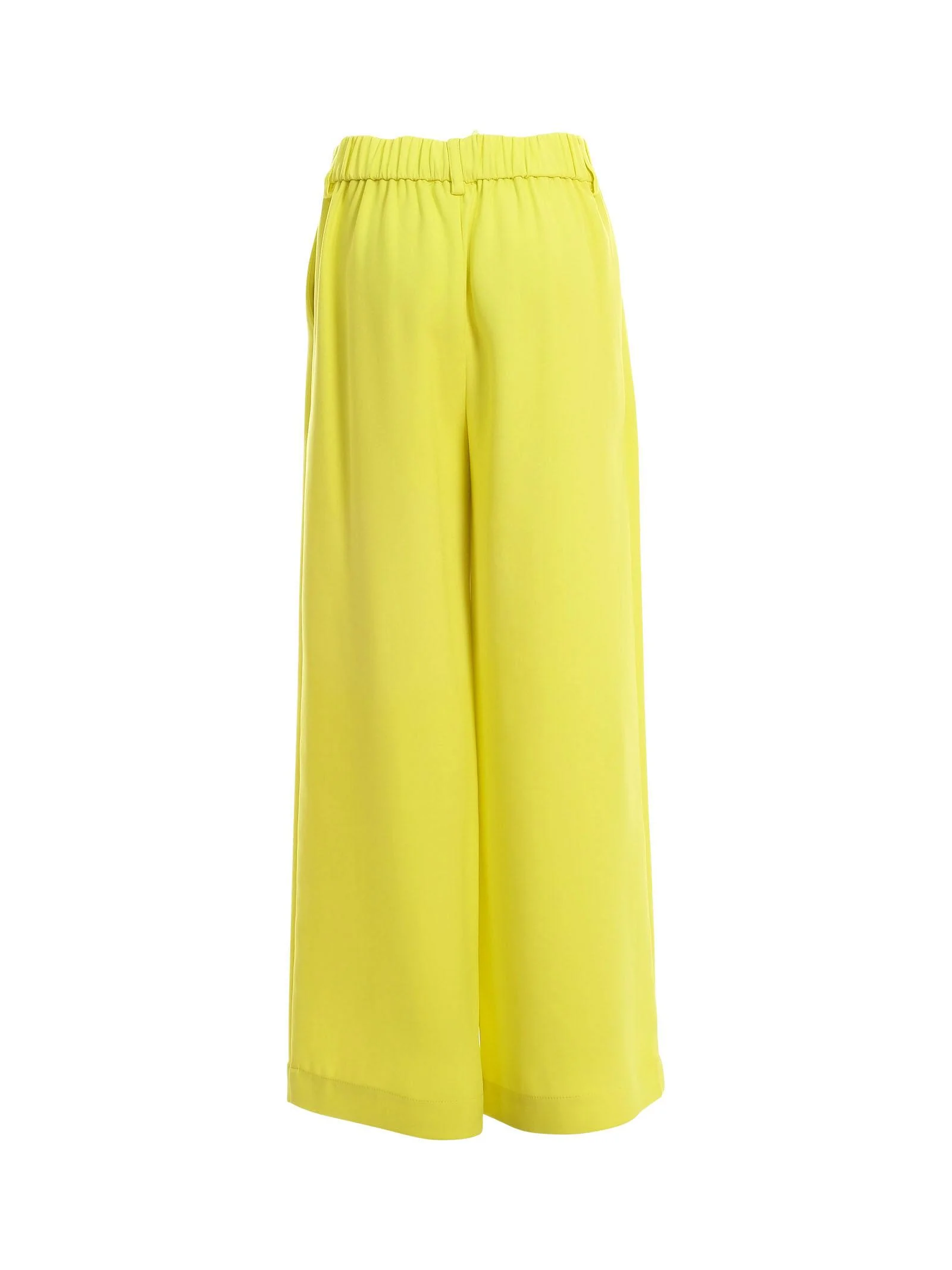 Pantalone Twinset giallo a palazzo con logo lettering in rilievo - Image 3