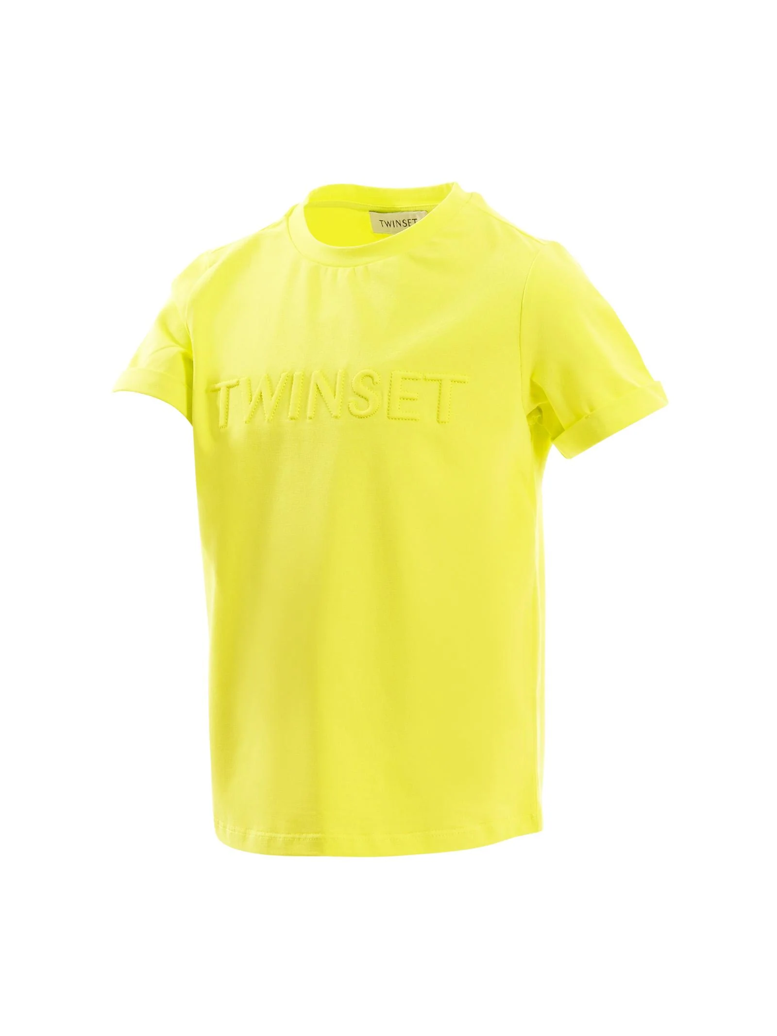 T-Shirt Twinset gialla con logo lettering in rilievo e ricamato - Image 2