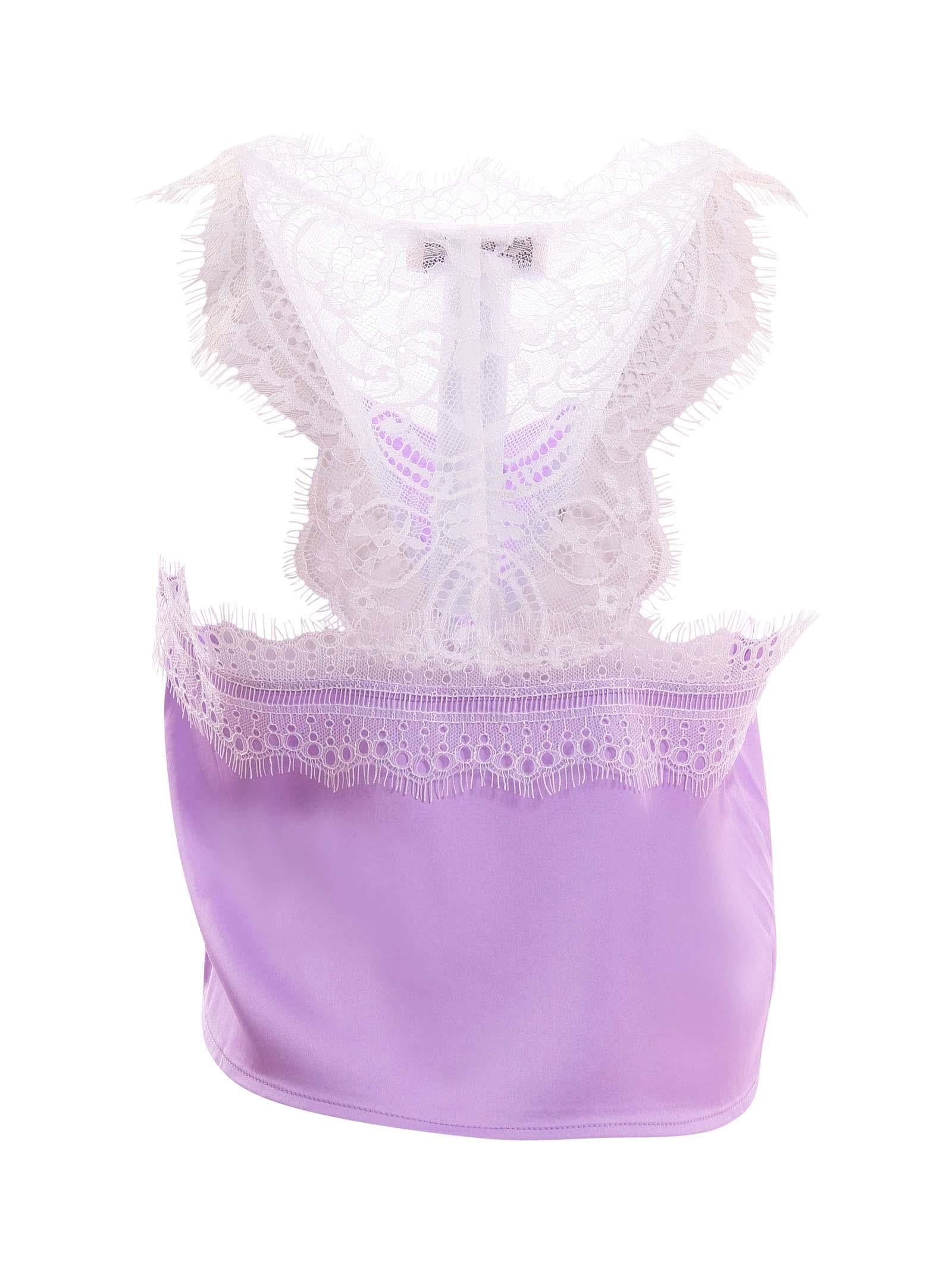 Top in raso Twinset viola lavanda con dettagli in pizzo - Image 3