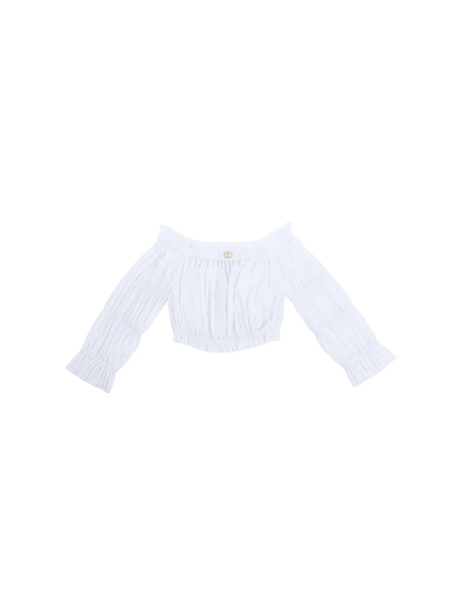 Top Twinset bianco con scollo a barca
