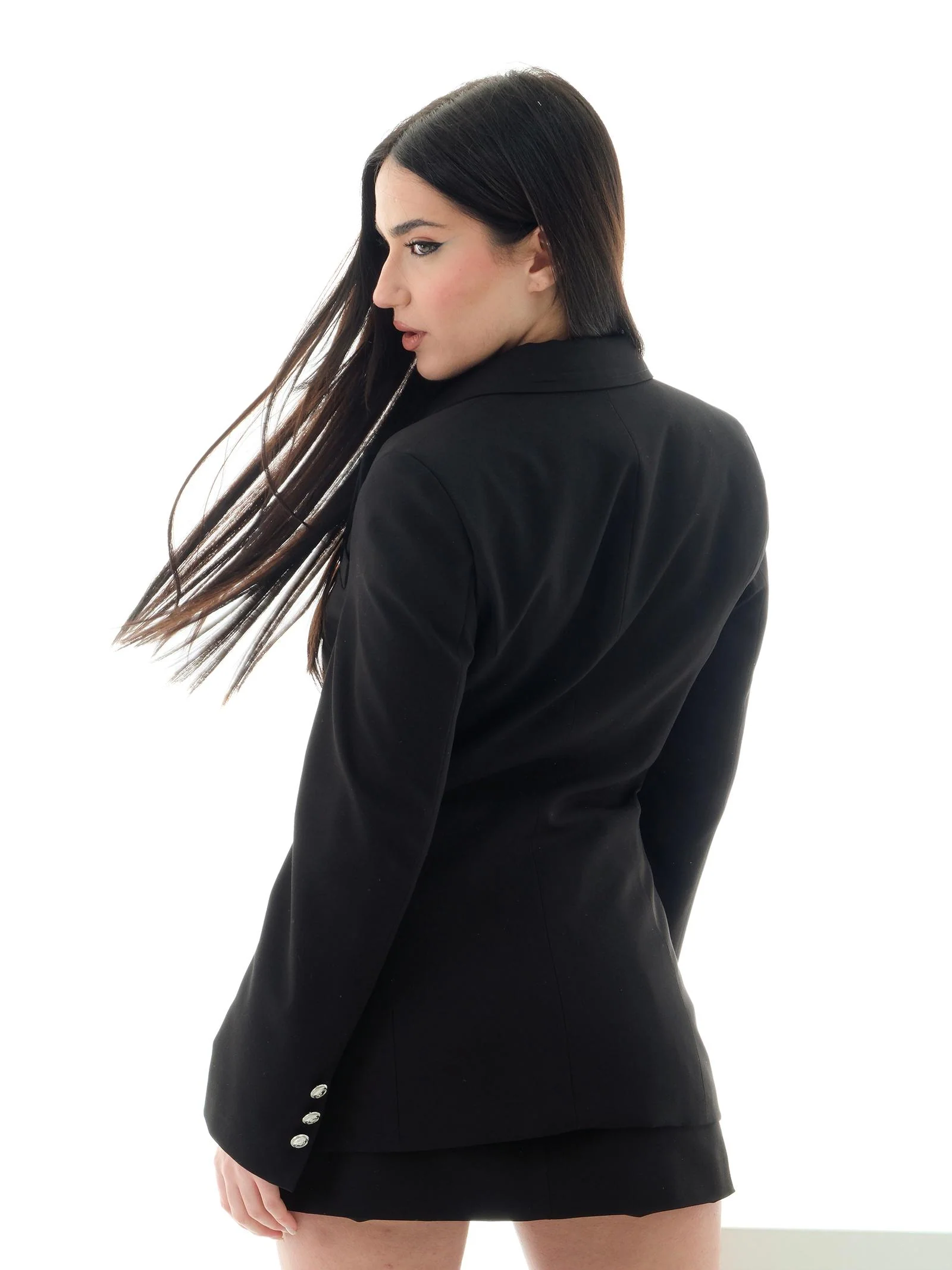 Blazer doppiopetto Vicolo nero con bottoni logati - Image 3