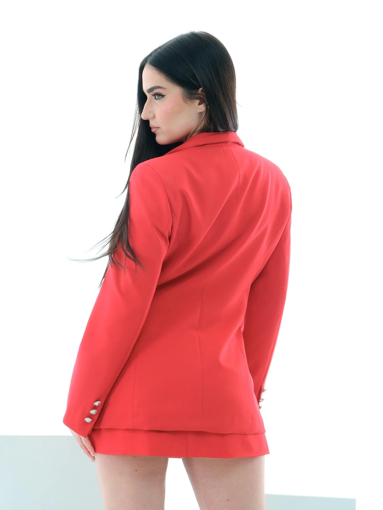 Blazer doppiopetto Vicolo rosso con bottoni logati - Image 3