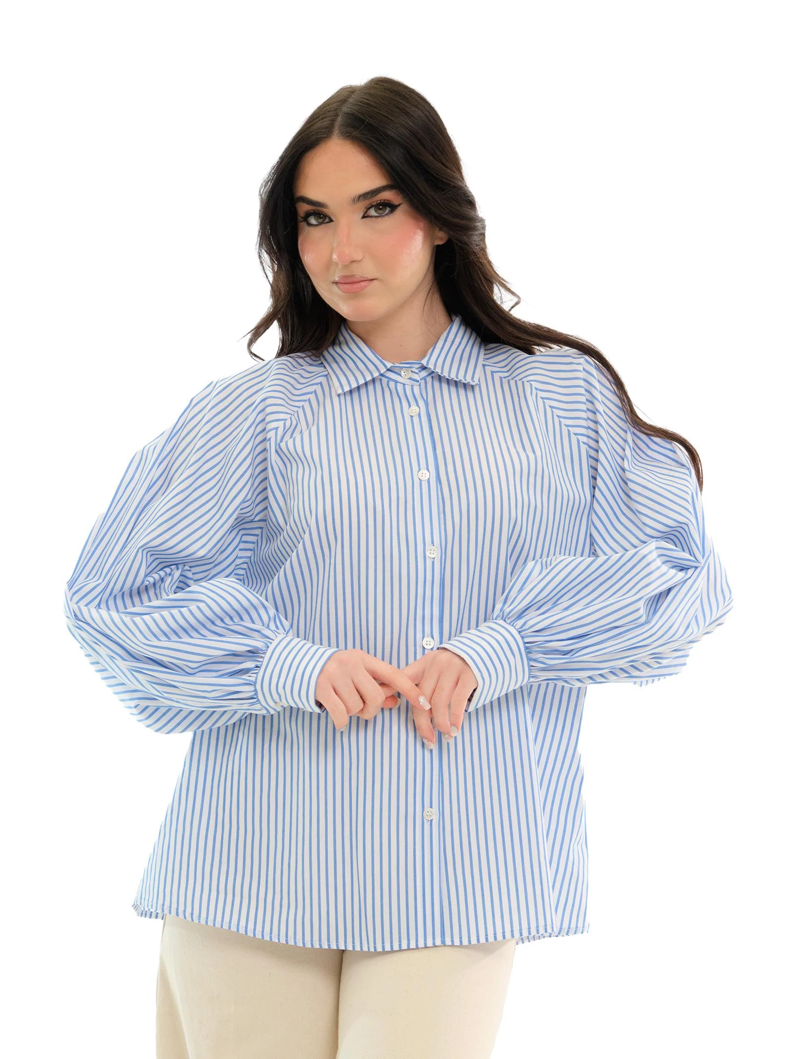 Camicia Vicolo a righe bianca e azzurra