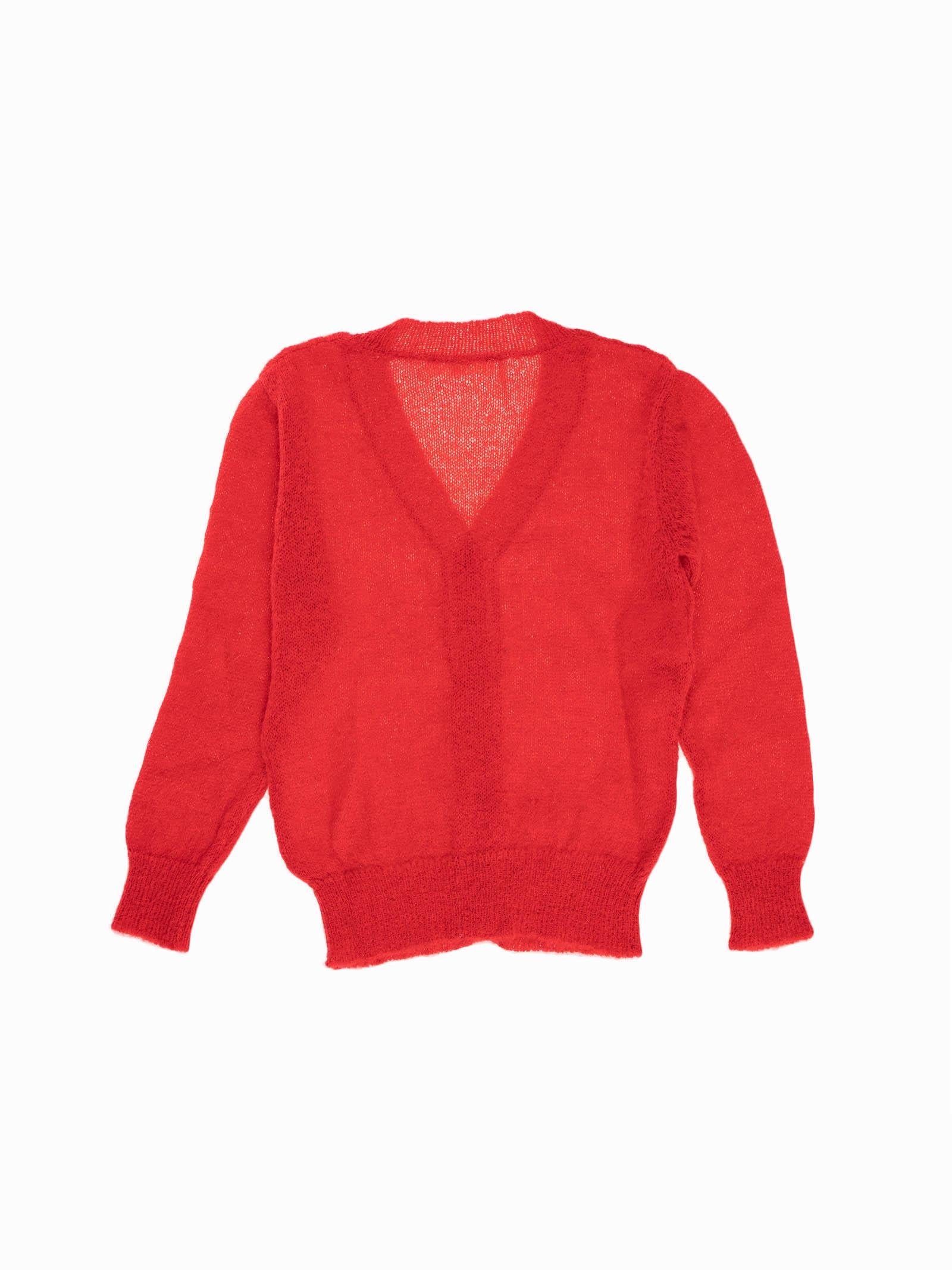 Cardigan rosso in misto lana Vicolo - Image 2