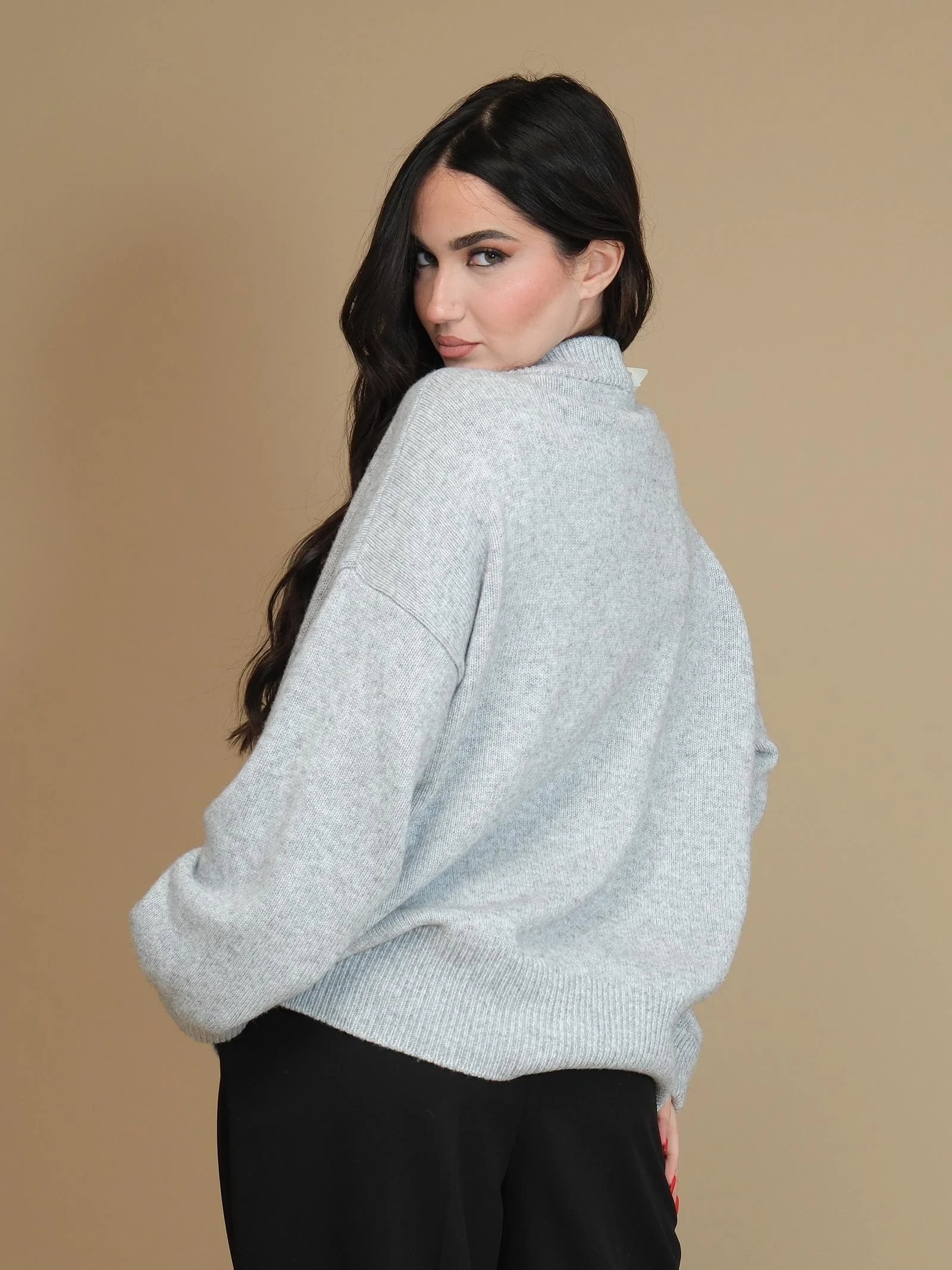 Cardigan Vicolo grigio in lana - Image 3