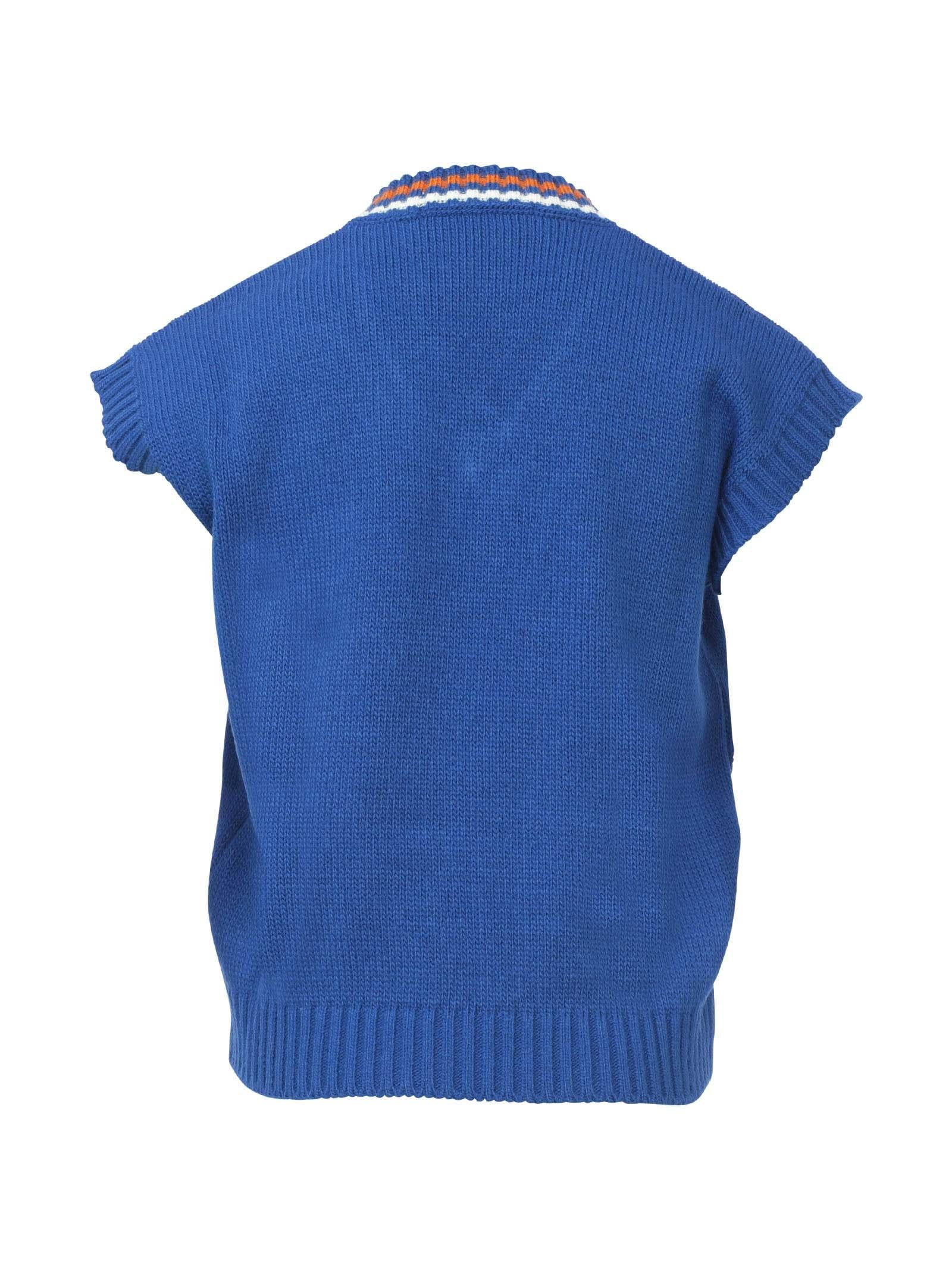 Gilet in maglia a coste blu royal - Image 3