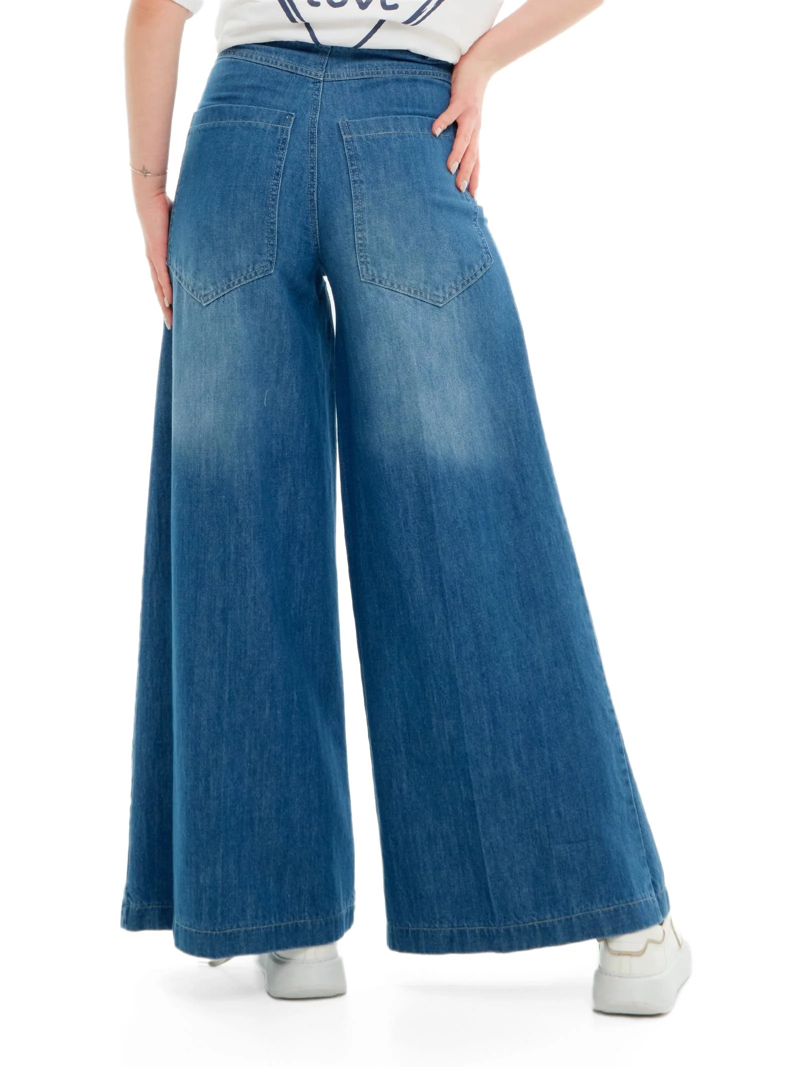 Jeans a gamba larga Vicolo blu con charms removibili - Image 3
