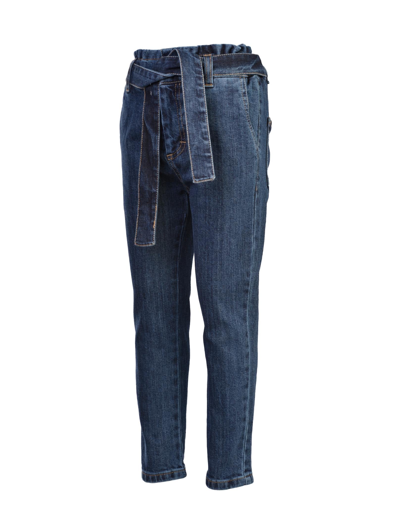 Jeans denim blu con cintura - Image 2