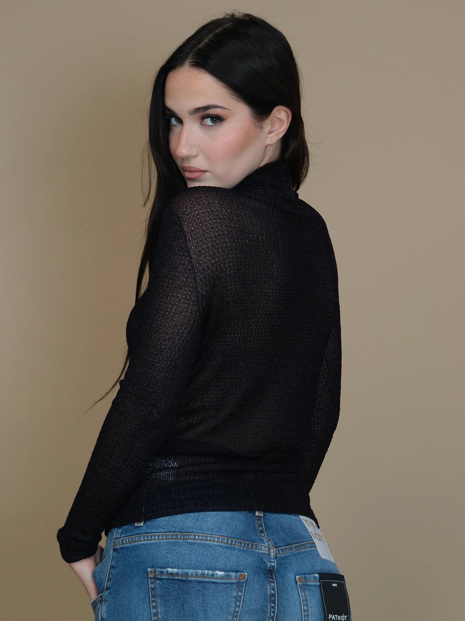 Maglia lurex Vicolo blu trasparente a collo alto - Image 3