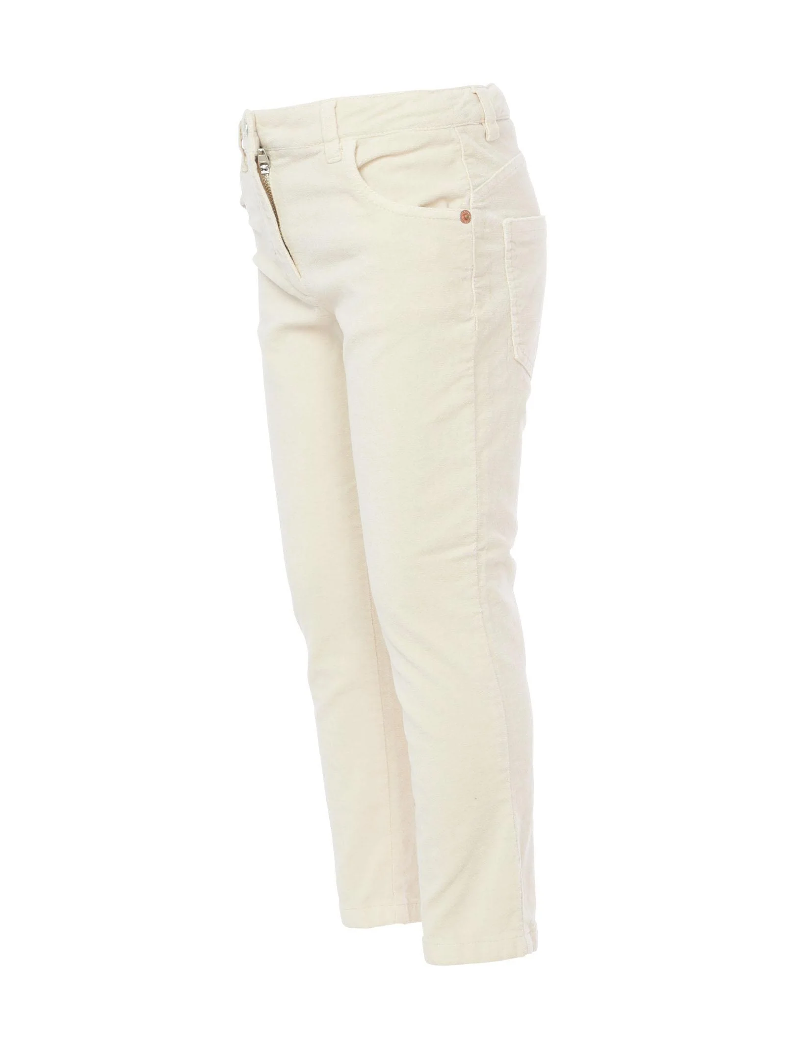 Pantalone slim in velluto beige - Image 2