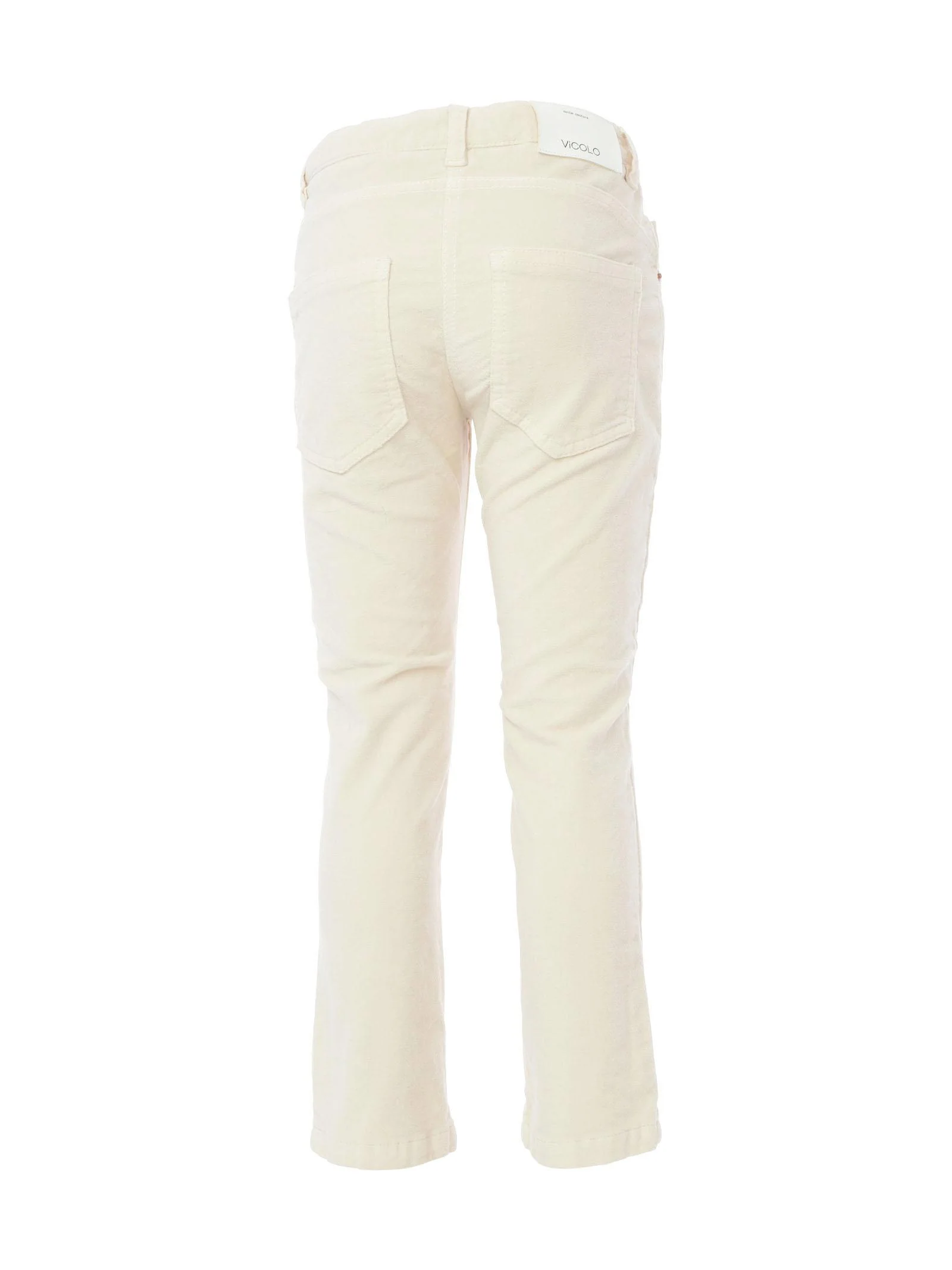 Pantalone slim in velluto beige - Image 3