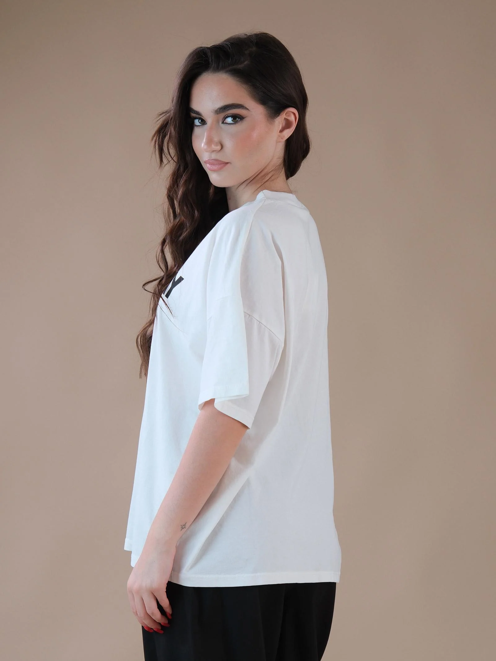 T-shirt bianca con scritta nera "Monday mood" - Image 3